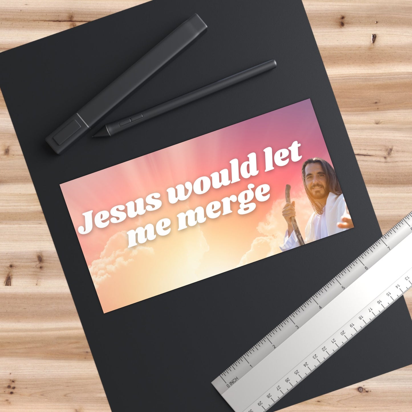Jesus Would Let Me Merge Meme Bumper Sticker, Jesus Religious Humor, Funny Gift For Friend