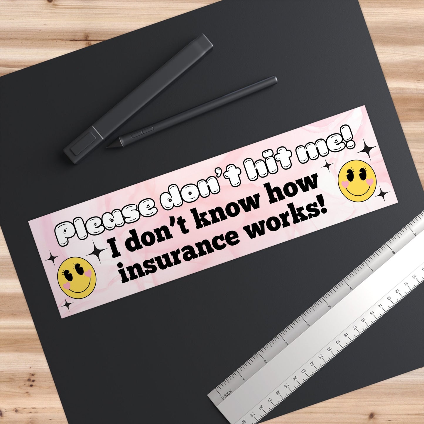 Please don't hit me! I don't know how insurance works! Funny Meme Bumper Sticker, Weatherproof, Gift For Her, Insurance Humor Girly Vibes