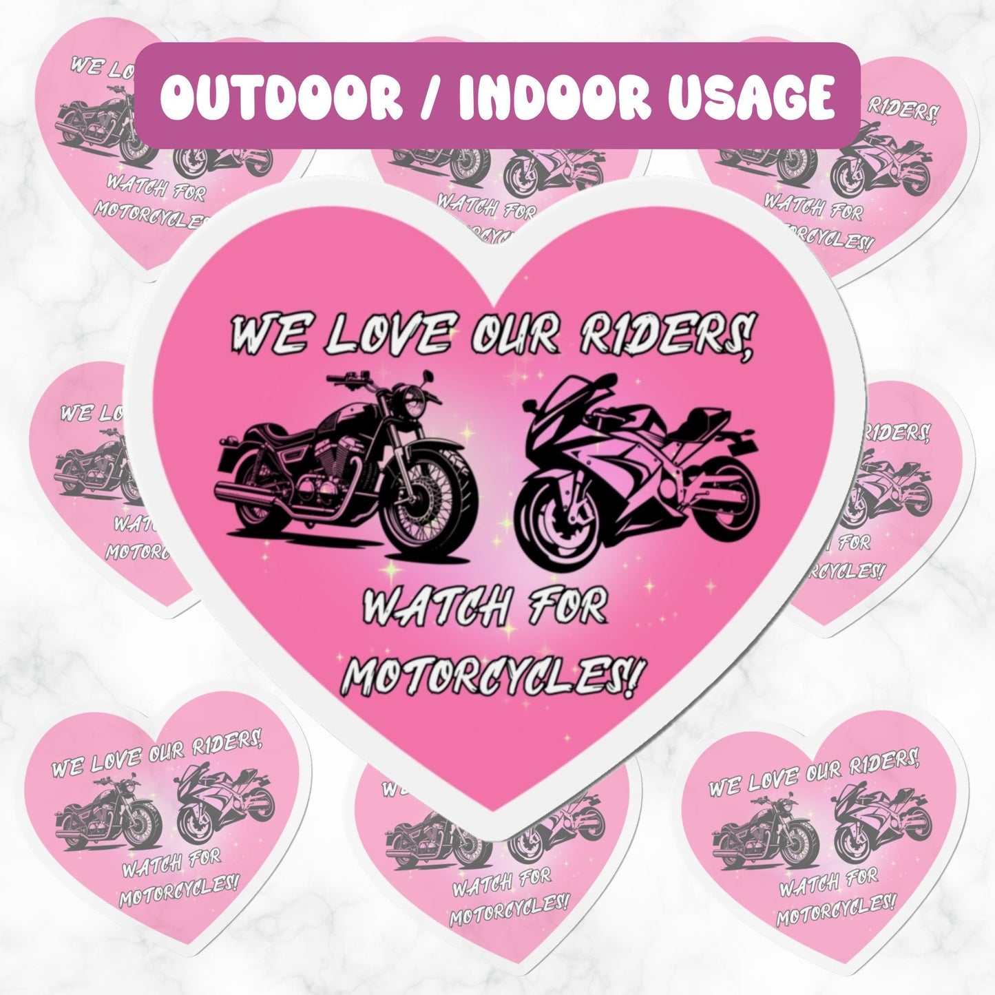 Watch For Motorcycles Magnet, Moto Car Decal Magnet, Fridge Magnet, Outdoor Magnet, 4 Inch, 5 Inch, 6 Inch
