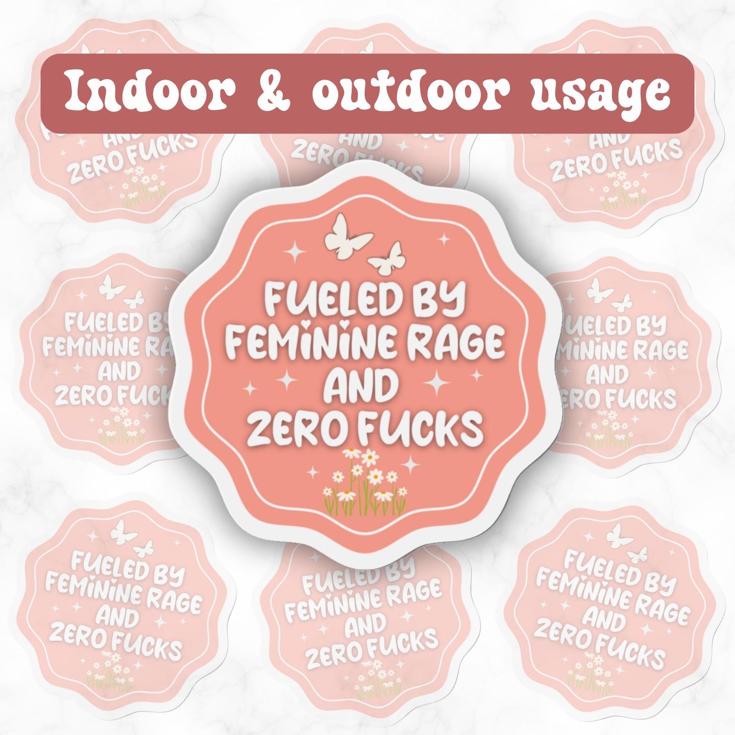 Feminine Rage Bumper Magnet, WATERPROOF, Weatherproof, Decorative Car Outdoor Magnet, Snarky Funny Gift for Her, Multiple Sizes