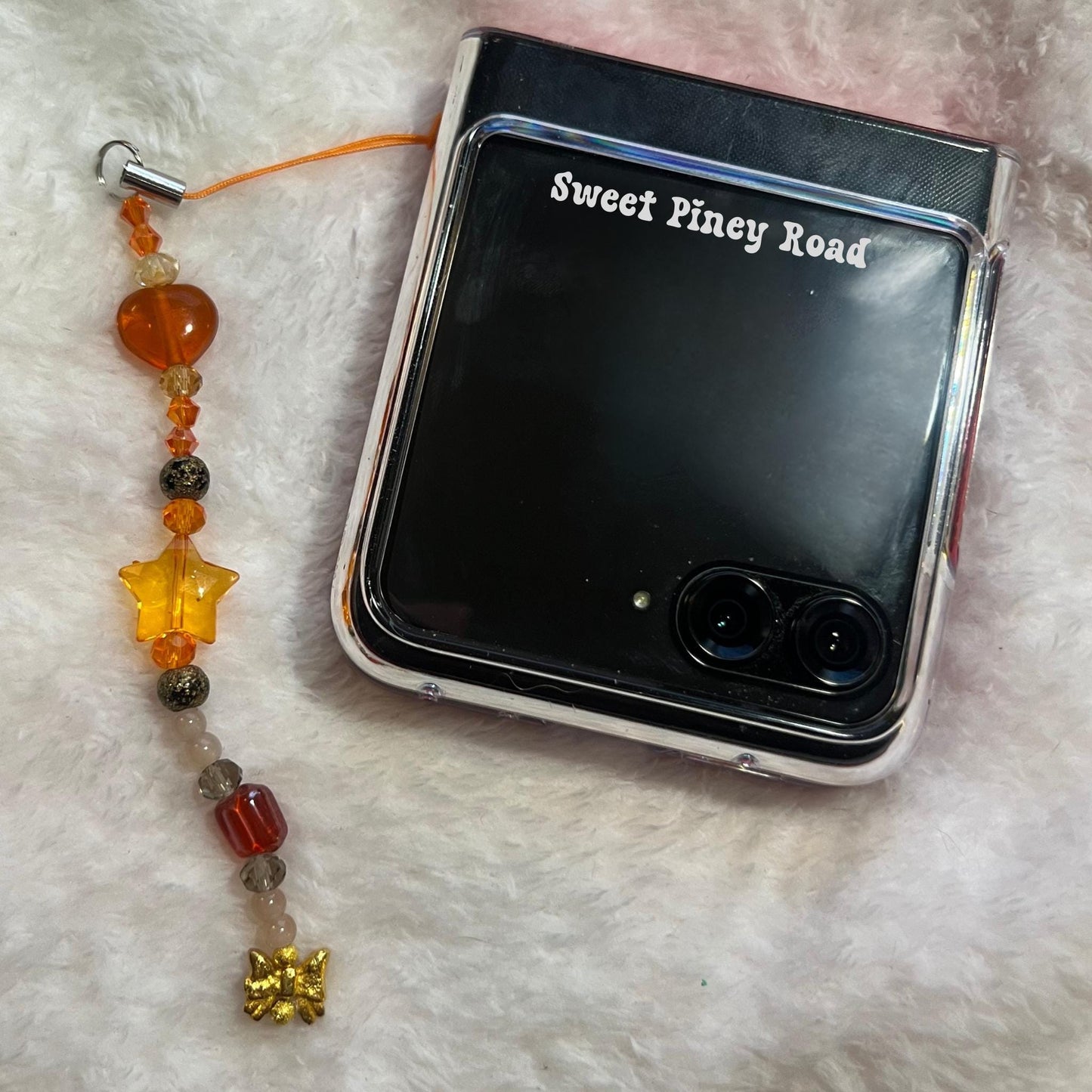 Orange Crystal Star Coquette Bow Phone Charm, Cellphone Accessory, Cute Girly Aesthetic, Accessories, Gift For Her Mom Friend, Personalized
