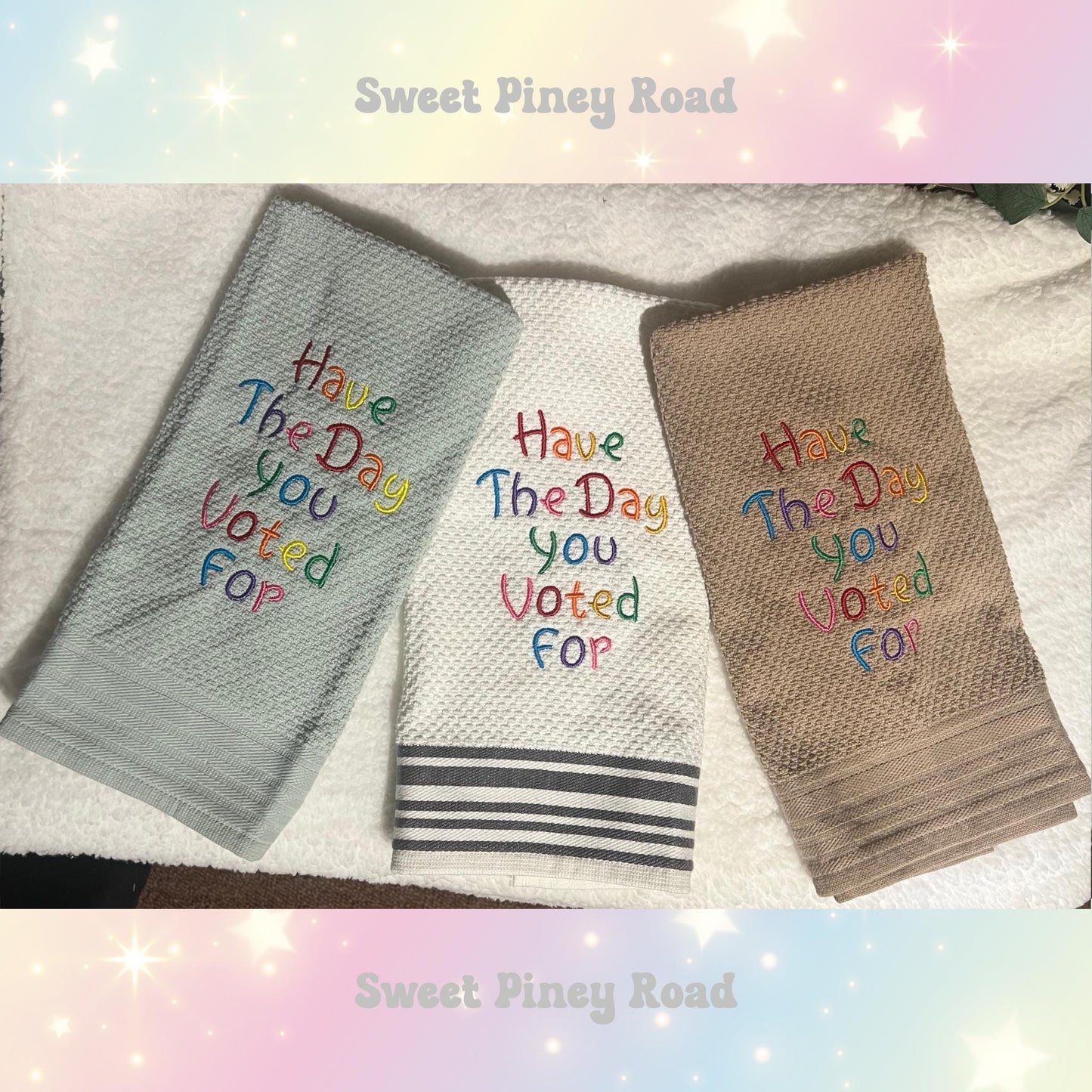 Have The Day You Voted For Hand Towel For Kitchen, Rainbow Voter, Liberal Activist Fascism, LGBTQ 100% Cotton, Bathroom Decor Gift Idea Cute