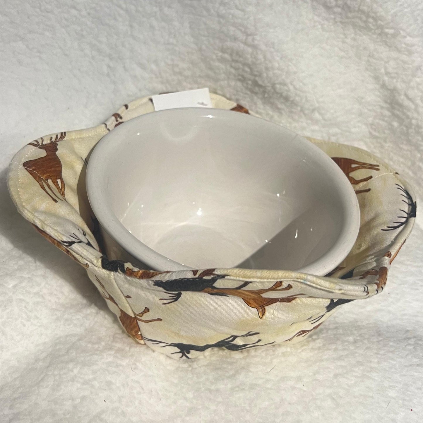 Deer Bowl Cozy, Rustic Farmhouse Microwave Safe Soup Holder for Country Kitchen, Cabin Decor, Lodge-Style Home Accessories Farmhouse Hunting