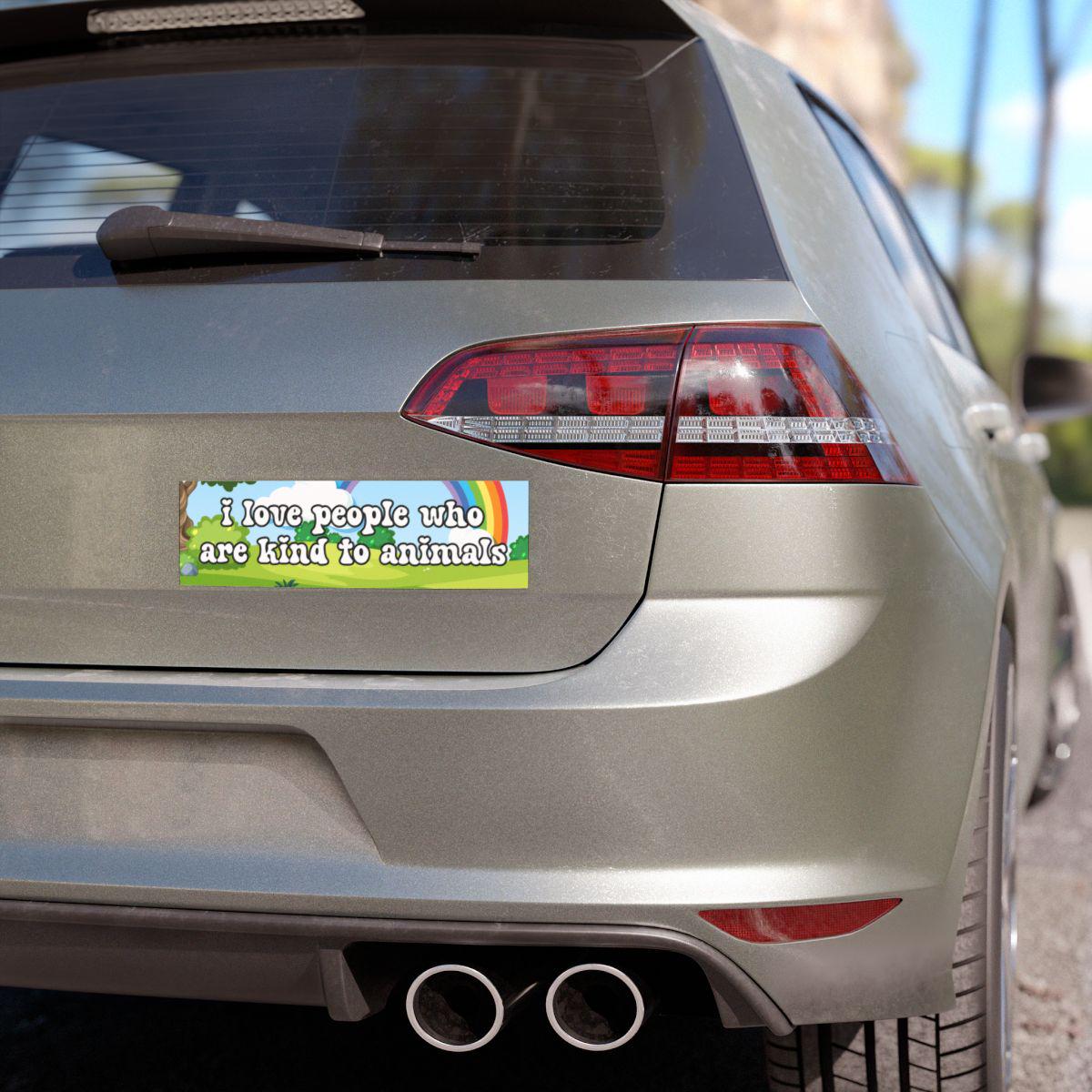 Animal Lover Car Magnet or Bumper Sticker, Be Kind to All Kinds, Adopt Don't Shop, Vegan Sticker, Leftist Sticker, Cute Critters Rainbow