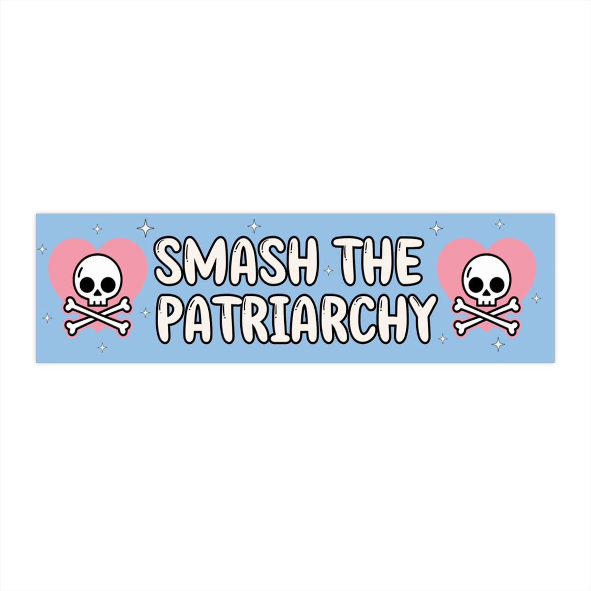 Smash the Patriarchy Car Magnet or Bumper Sticker, Cute Skull Feminist Decal, y2k Aesthetic Girl Power Political Feminism Womens Equality