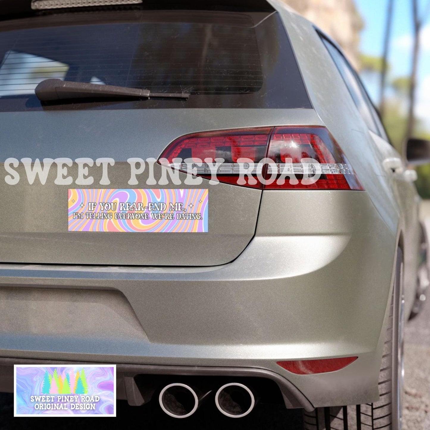 Read-End Me We're Dating Funny Car Magnet, Meme Bumper Sticker, Gen Z Millennial Humor, Gag Gift For Friend, Pastel Rainbow Cute Y2k Girly