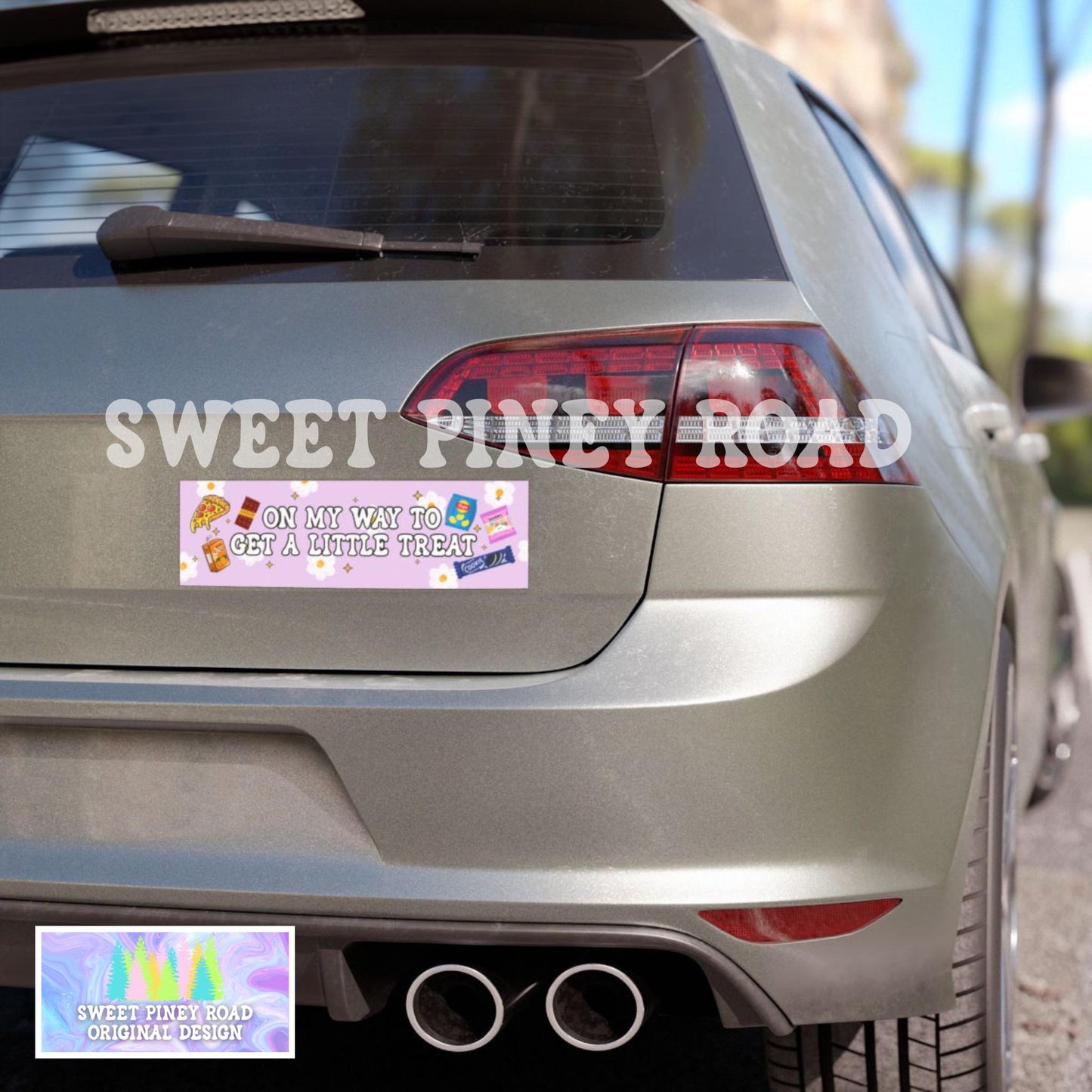 A Little Treat Car Magnet, Funny Gen Z Meme Bumper Sticker, Gift For Friend, Snacks Pizza Chips Decal, Cute Kawaii Food Lover Waterproof
