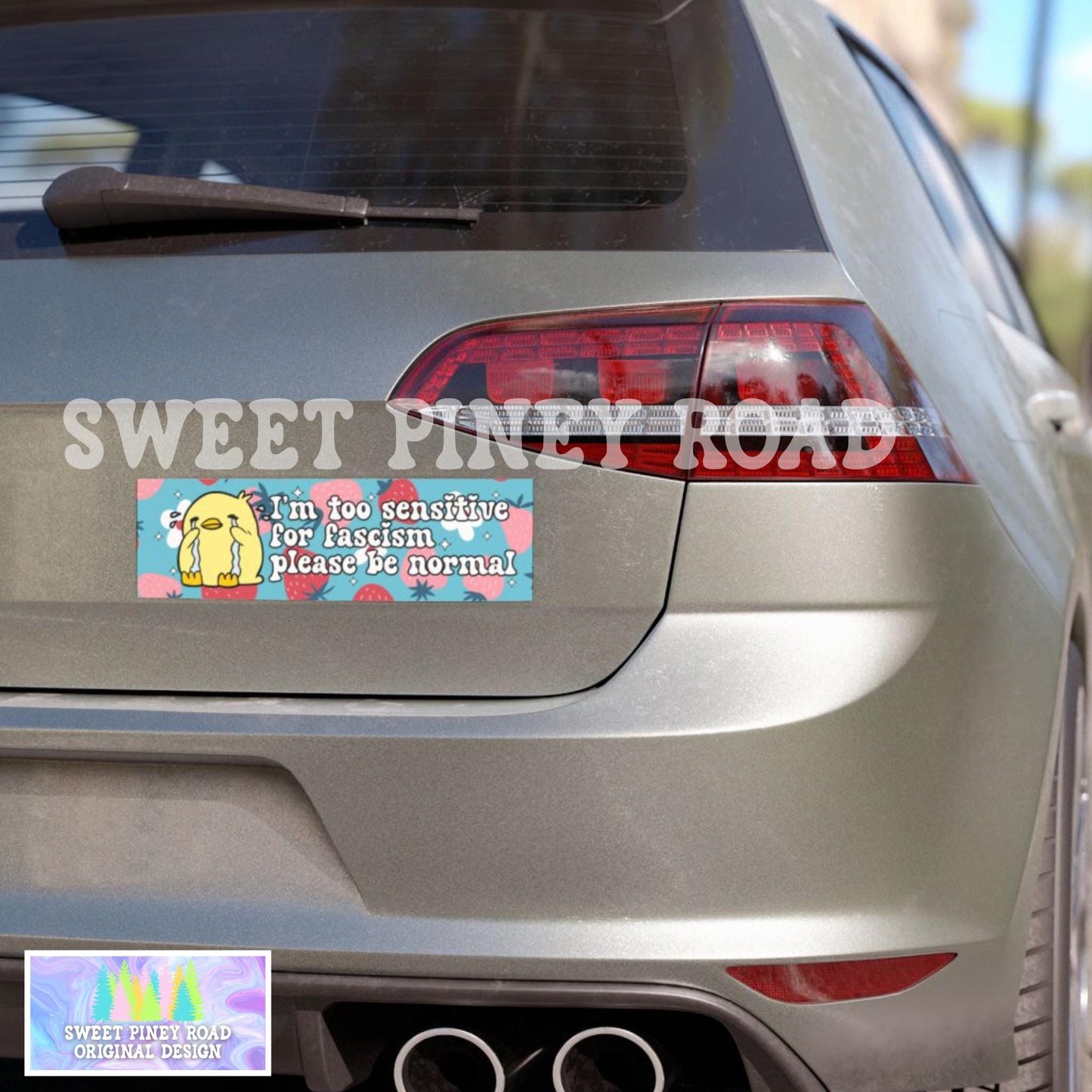 Too Sensitive For Fascism Car Magnet, Subtle Anti Trump Bumper Sticker, Girly Political Floral Liberal Leftist Feminist, Social Justice 8647
