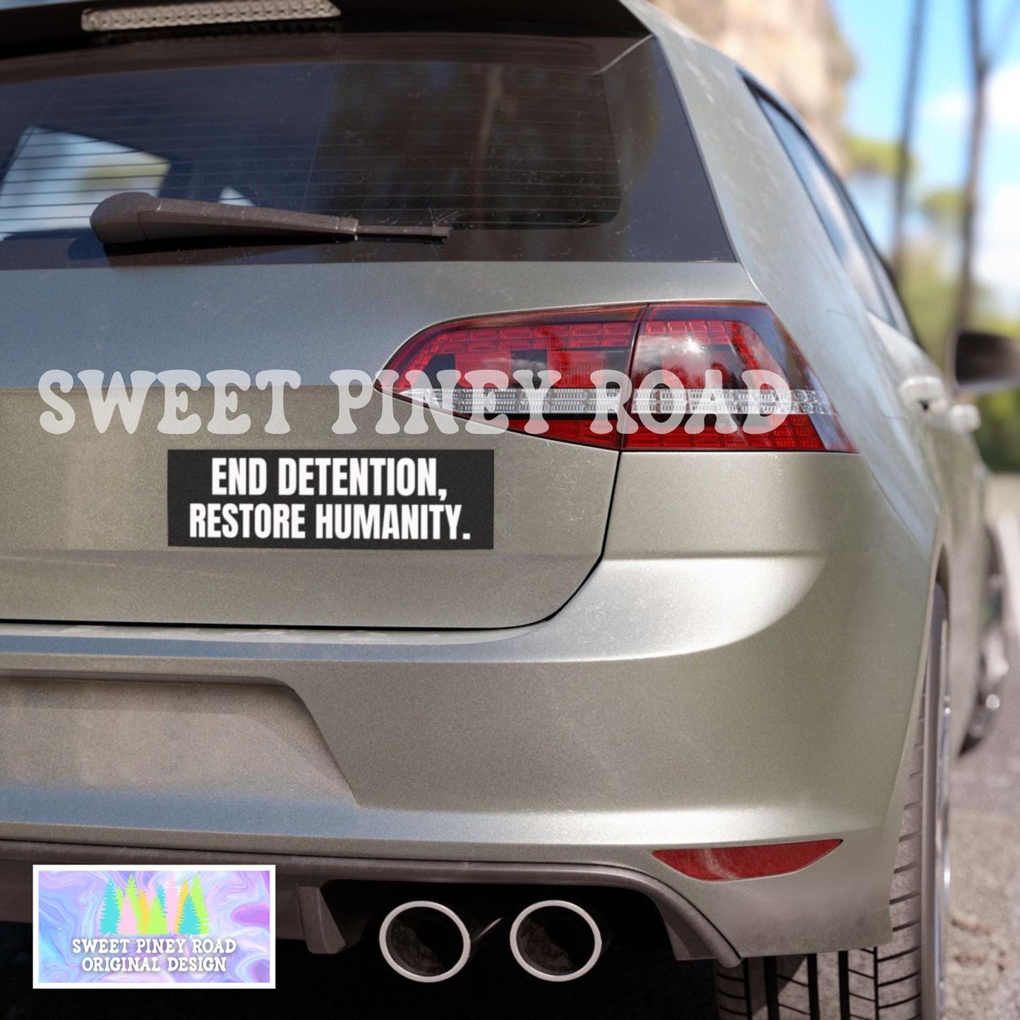 End Detention Restore Humanity Car Magnet, Human Rights Bumper Sticker, Fight For Immigrant Rights, Anti Trump Anti Fascism Decal, Democrat