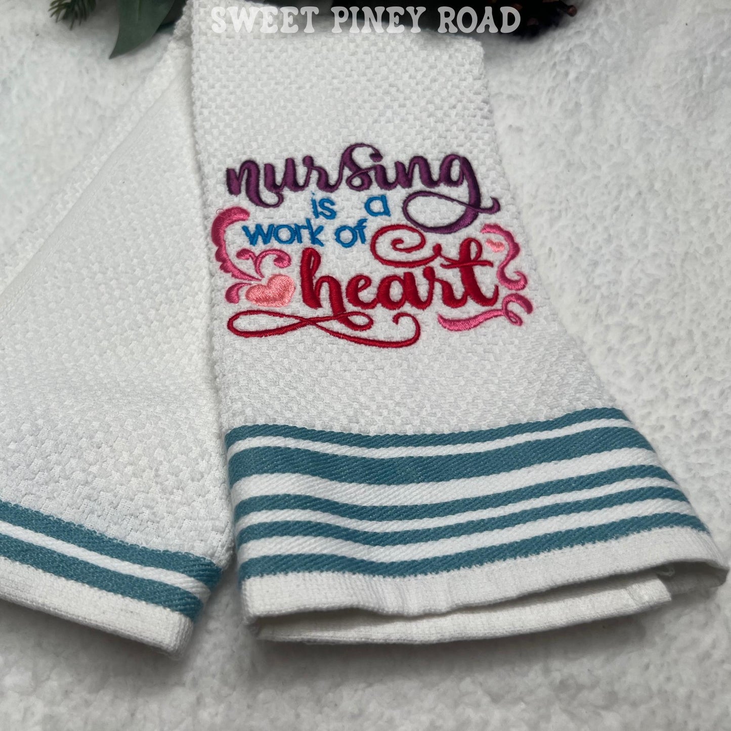Nursing Work Of Heart Embroidered Towel, Personalized Nurse Bath Towel, Gift For Nurses Holiday Custom Wash Cloth Idea For CNA, LPN, LVN, Rn