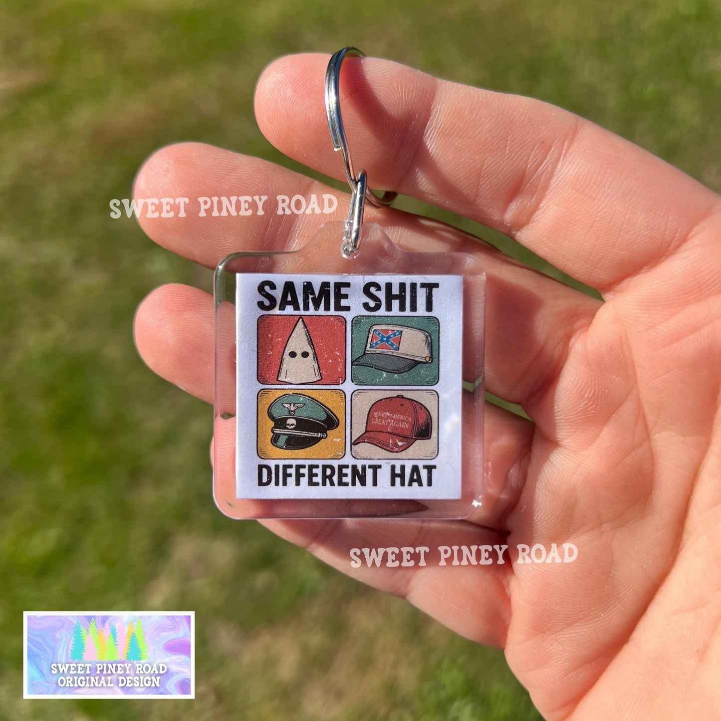 Same Shit Different Hat Keychain, Anti Trump Political Acrylic Keyring, Funny Protest Humor Statement, Same Shit Gift Idea For Friend, FDT