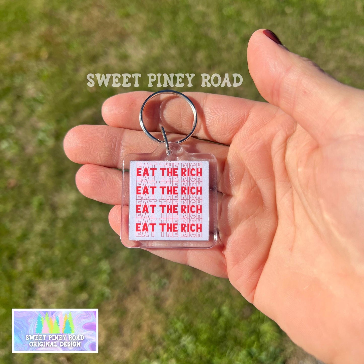 Eat The Rich Keychain, Anti Trump Political Bag Charm, Cute Feminist Protest Bag Tag, FDT Gift For Democrat Acrylic Key Chains, Anti Fascism