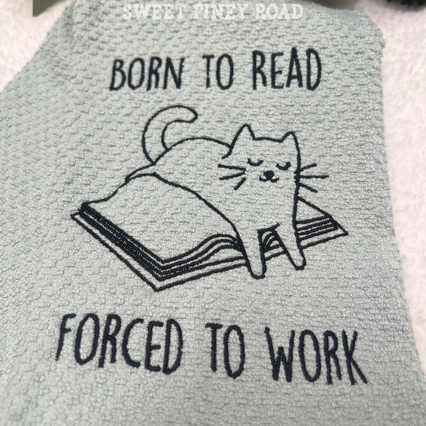 Book Reader Cat Lover Embroidered Towel, Personalized Bookish Bath Towel, Kitty Owner Gift, Custom Wash Cloth Present, Cute Kitten Decor
