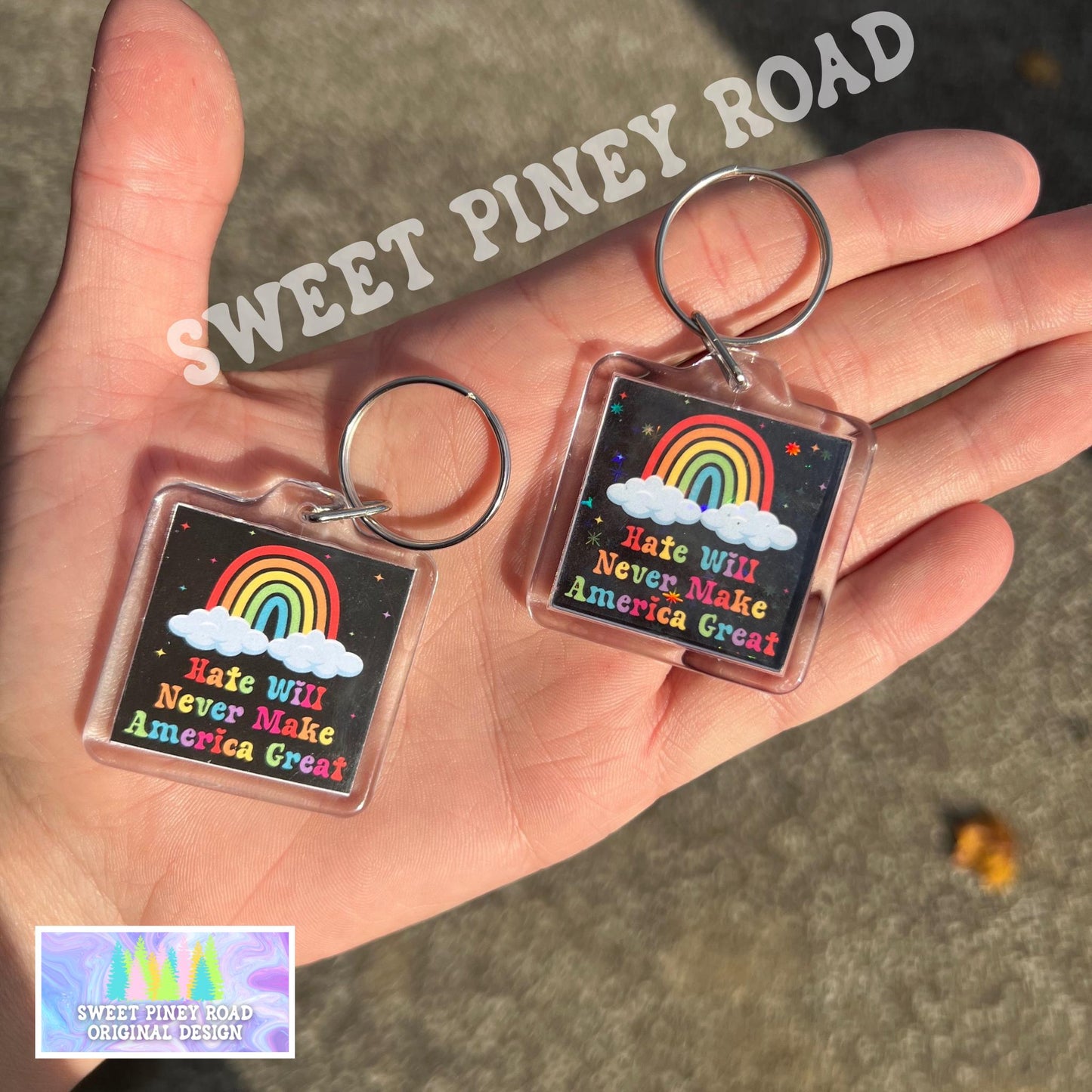 Hate Will Never Make America Great Keychain, Anti Trump Political Bag Charm, Cute Protest Bag Tag, Democrat Gift Acrylic Key Chains Rainbow