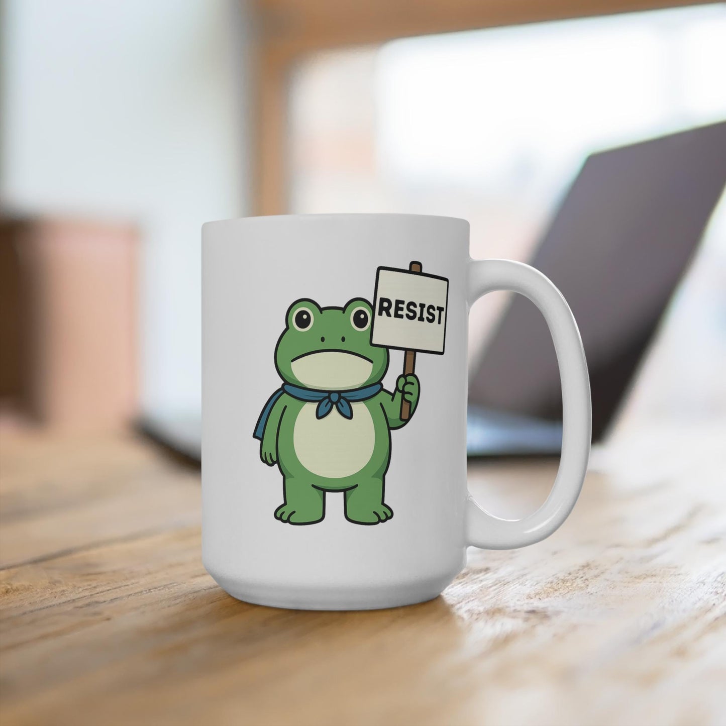 Portland Frog Resist Mug, Anti-Trump Ceramic Coffee Cup, Anti Ice Humor Gift Idea, Cute Frogs Rally Protest Merch, Leftist Equality FDT Mug
