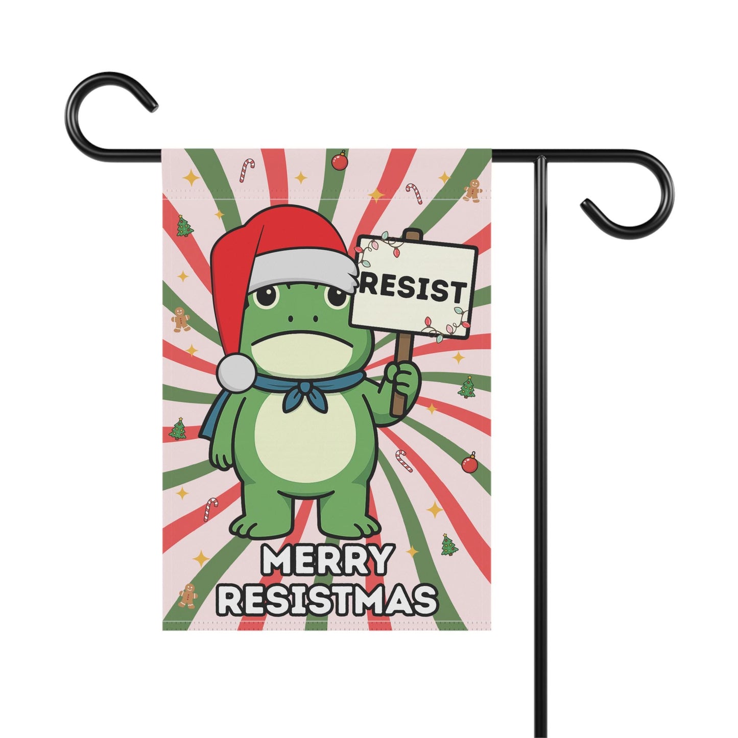 Portland Frog Resist Christmas Garden Flag, Anti Trump Gift, Anti ICE Political Humor Banner, Leftist Home Decor For Yard Cute Frogs Protest