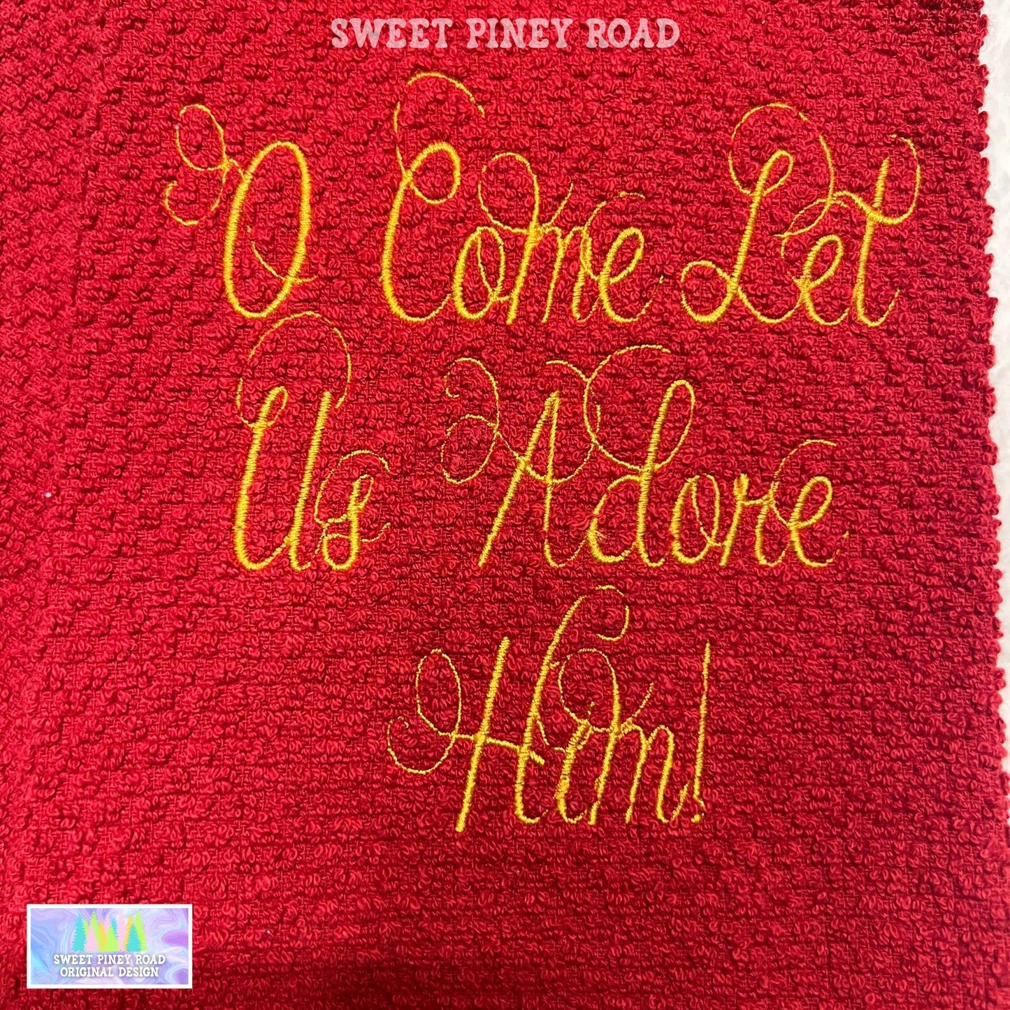 Let Us Adore Him Embroidered Towel, Personalized Holiday Bath Towel, Jesus Gift, Custom Wash Cloth Present, Cute Religious Farmhouse Decor