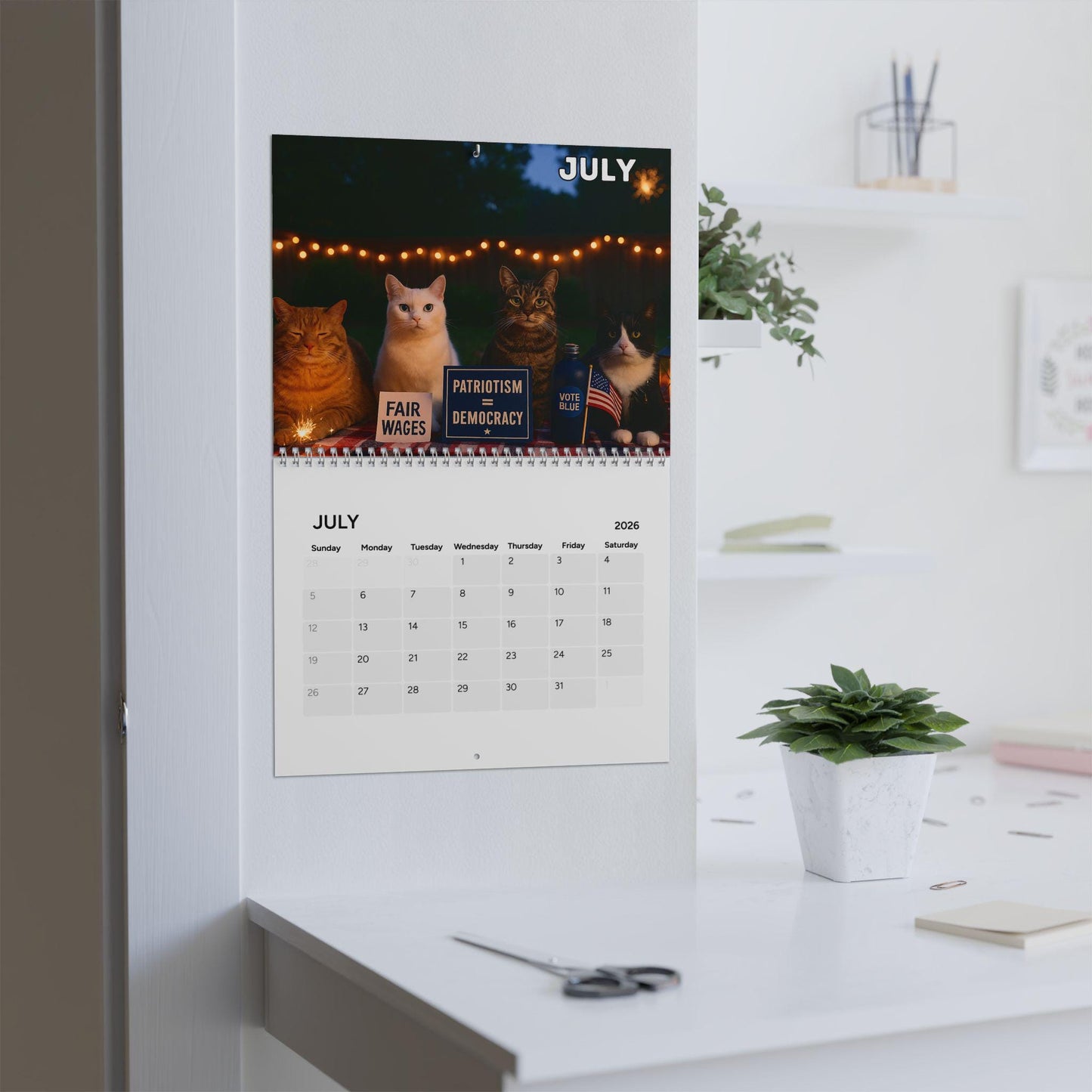 Anti Trump Cat 2026 Calendar, Kitten Lover Calendar, Funny Kitty Gag Gift, Hilarious Ideas For Office, Leftist Progressive Pro-Democracy FDT