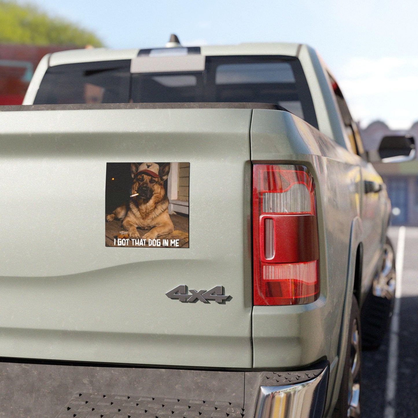 I Got That Dog In Me, Funny German Shepherd Car Magnet, Dad Truck Blue Collar Man Gag Gift For Husband, Hilarious Meme Cursed Humor Decal