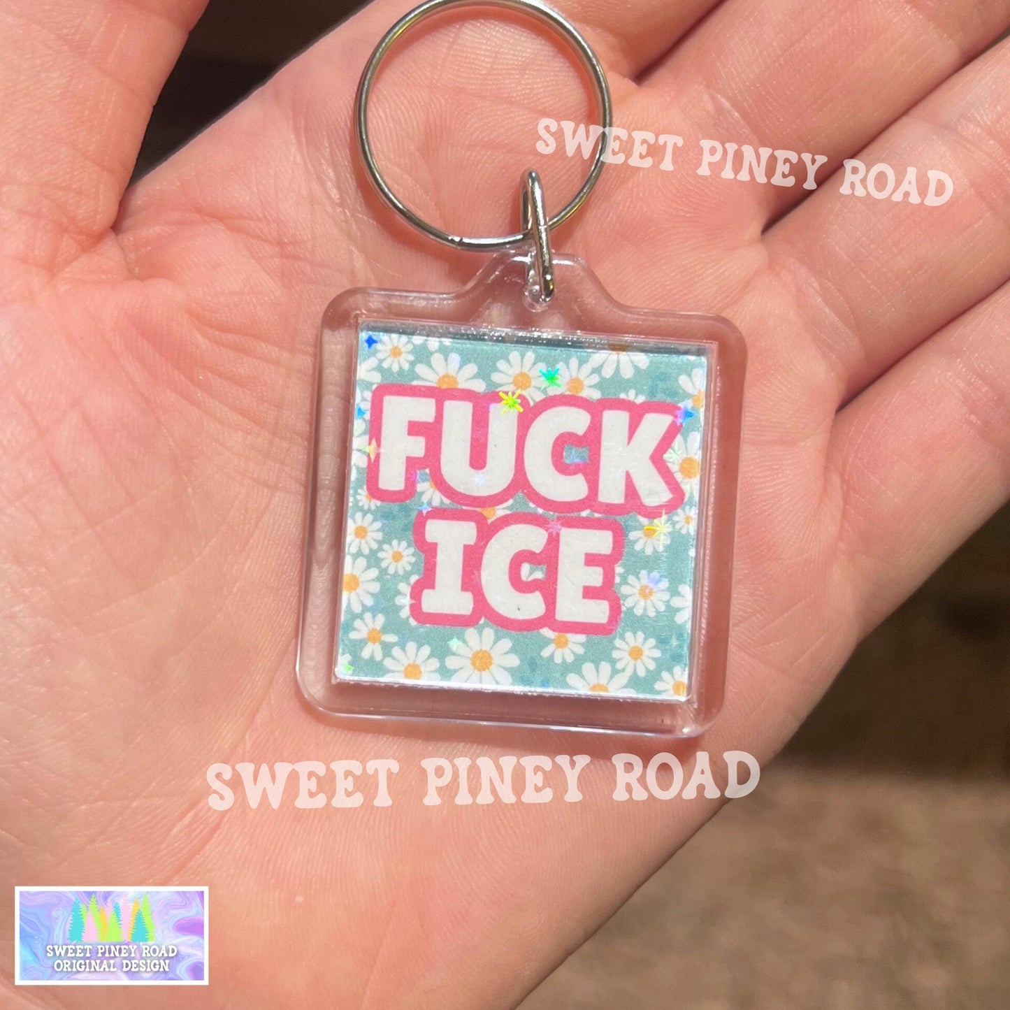 F*ck ICE Flower Keychain, Abolish ICE Political Bag Charm, Chinga La Migra, Anti Trump Protest Tag, FDT Gift For Democrat Acrylic Key Chains