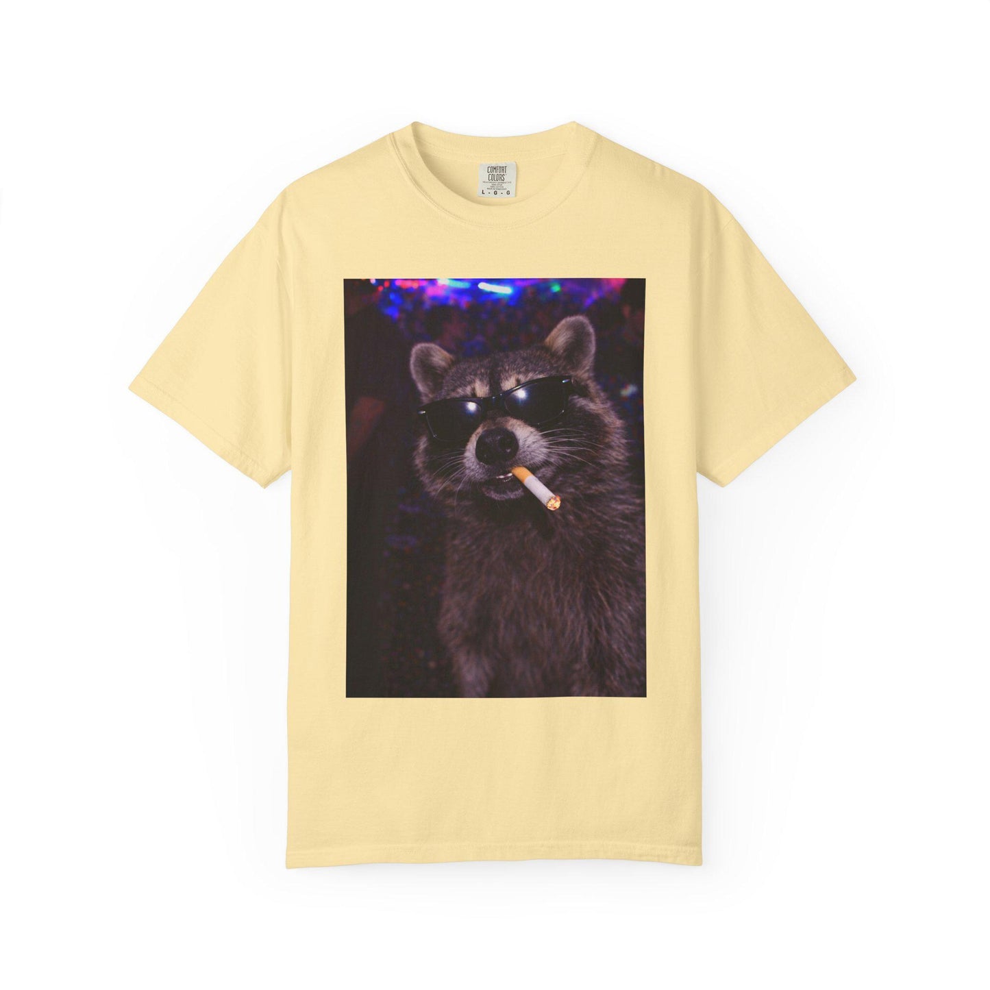Funny Raccoon Shirt, Hilarious Smoking Night Club Raccoon T-Shirt, Animal Lover TShirt Gag Gift, Waddup Babygirl? Tee