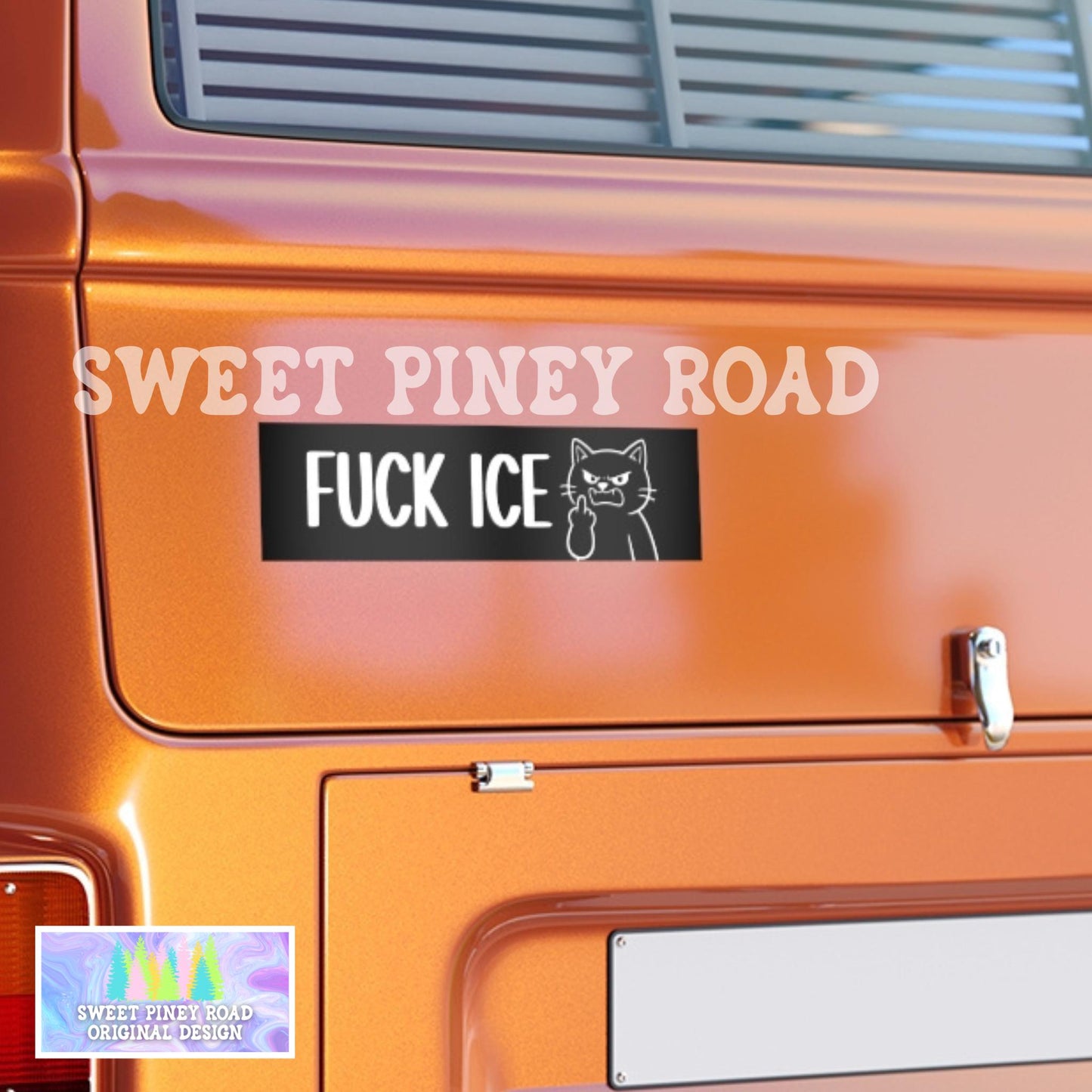 F*ck ICE Car Magnet, Funny Abolish ICE Bumper Sticker, Cute Cat Protest Decal, Anti Trump Middle Finger Kitty FDT, Political Chinga La Migra