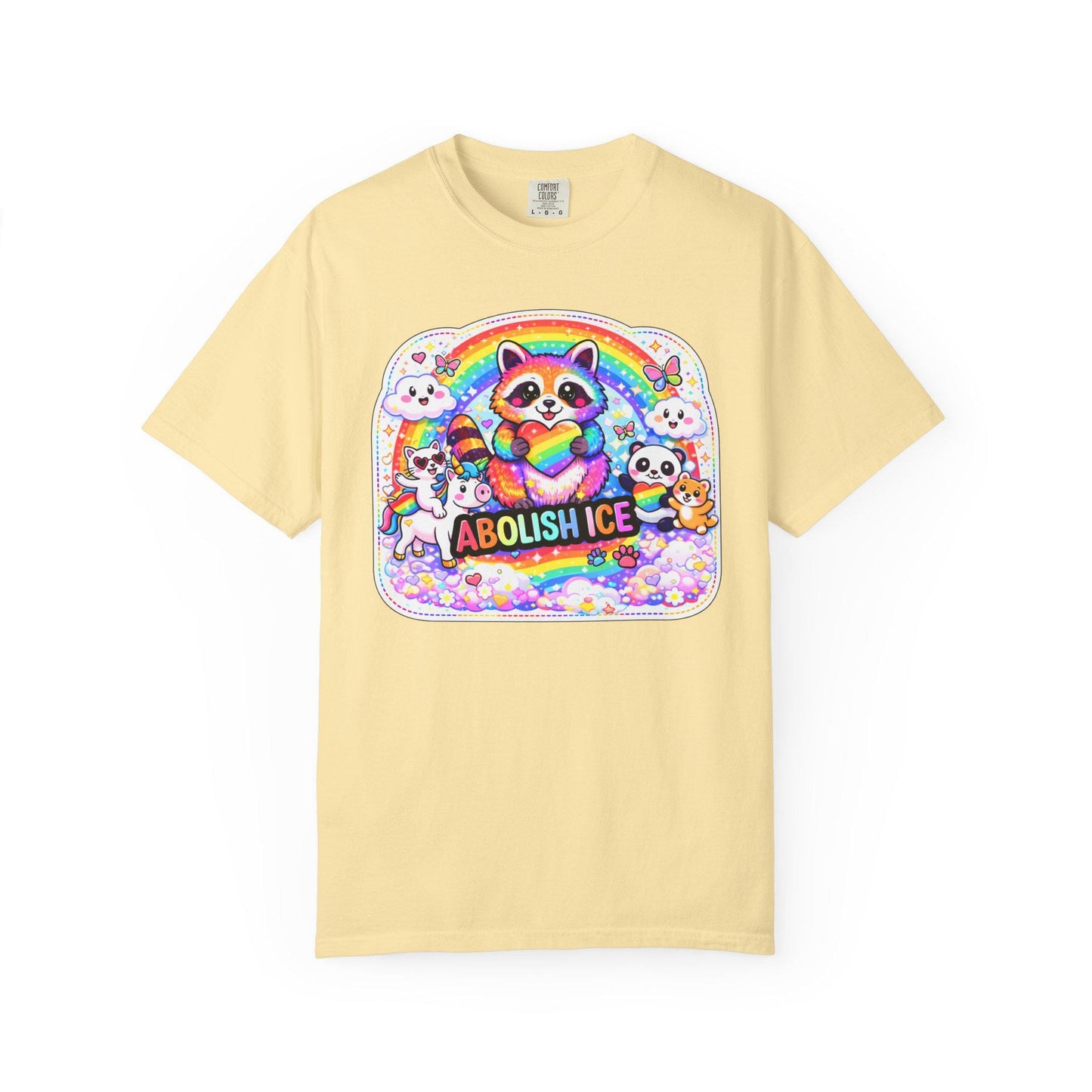 Abolish ICE Shirt, F*ck ICE Raccoon Rainbow Y2k Aesthetic Tshirt, Adorable FDT Protest Feminist T-Shirt, Activism Human Rights Tee
