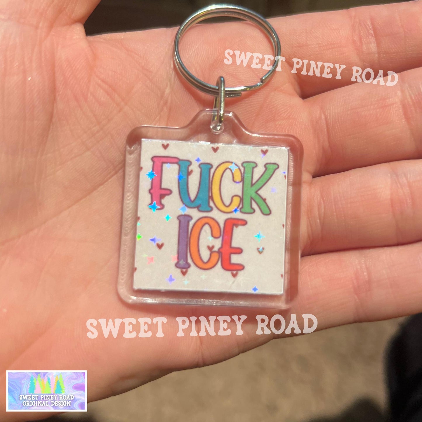 F*ck ICE Heart Keychain, Abolish ICE Political Bag Charm, Chinga La Migra, Anti Trump Protest Tag, FDT Rainbow Y2K Acrylic Key Chains
