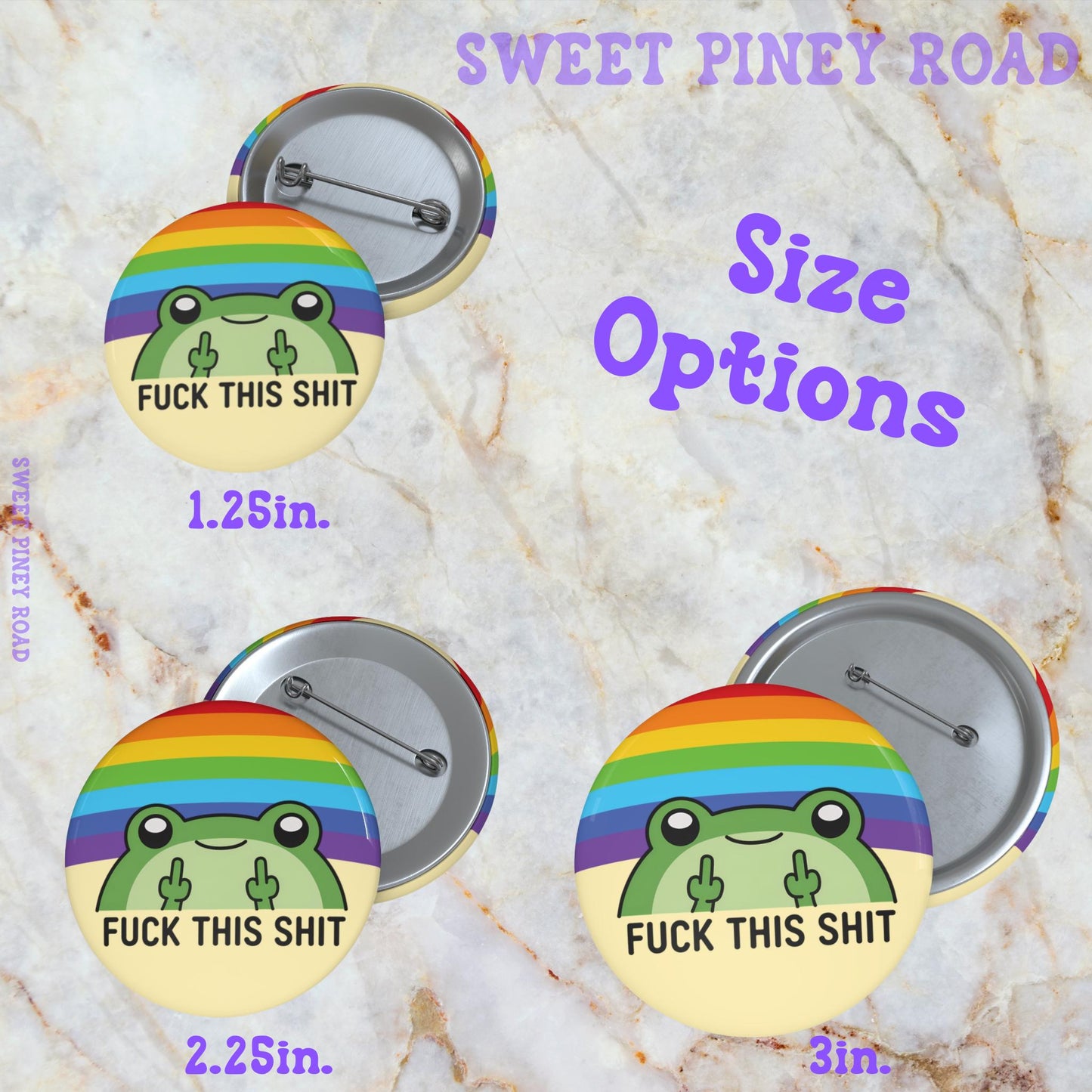F*ck This Sh*T Pride Frog Button Pin, LGBTQIA+ Middle Finger Inclusive Pinback, Rainbow Equal Rights, FDT Anti Trump Anti MAGA Parade Merch