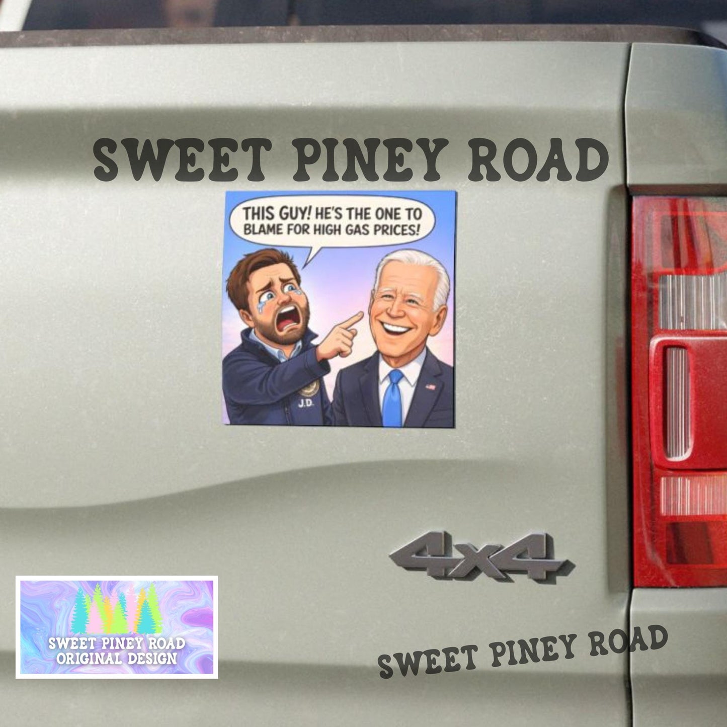 JD Blames Joe For High Gas Prices Funny Car Magnet, Anti-Trump FDT Vehicle Decor, Liberal Humor Gift, Not My President
