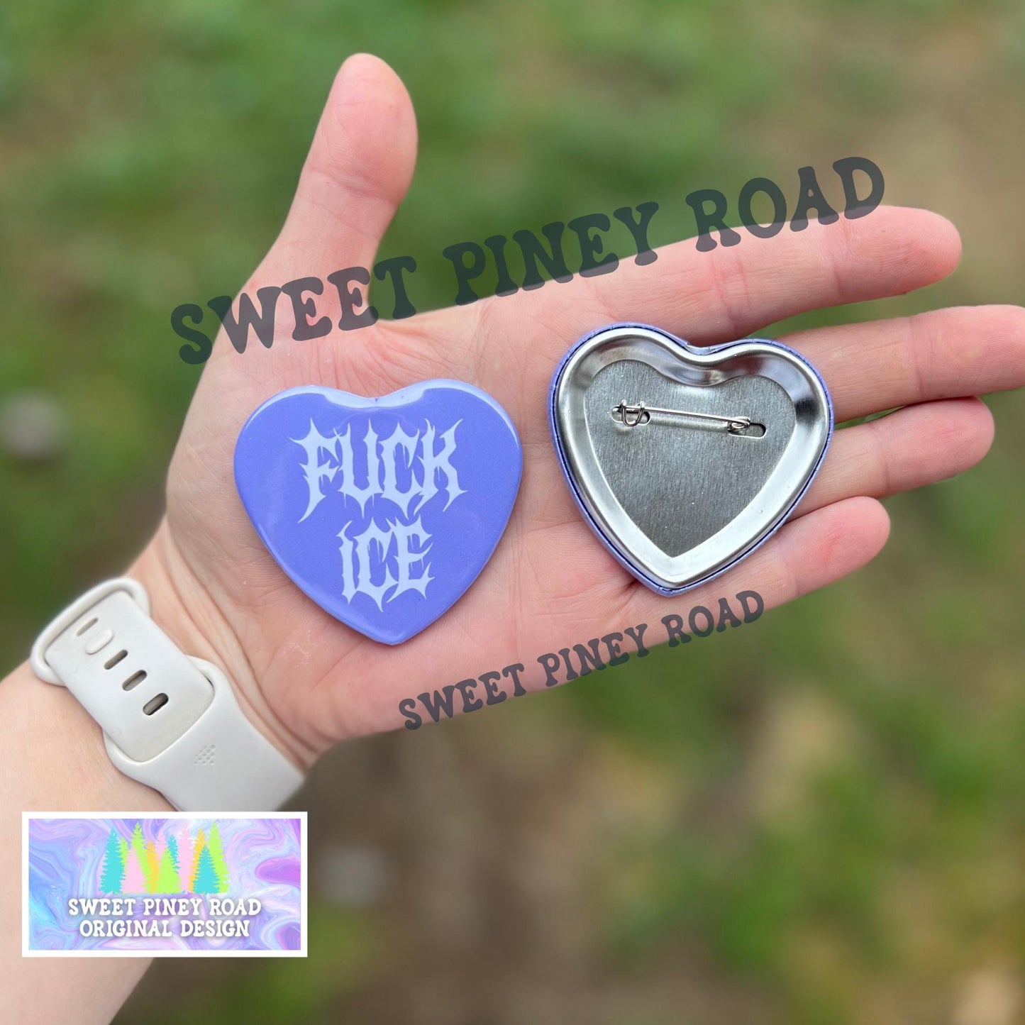 F*ck ICE Metalcore Heart Button Pin, Purple Alternative Goth Abolish ICE Y2K Buttons, Deathcore Hardcore FDT, Anti Trump Pro Immigration