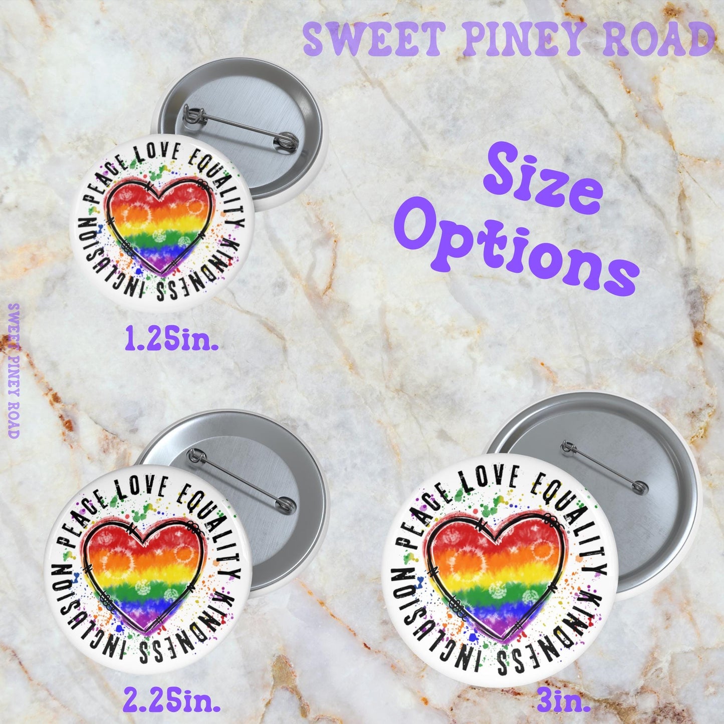 LGBTQIA+ Equality Pride Pin, Button Pins for Gay Lesbian Bisexual Festival, Inclusion Love Wins, Rainbow Heart