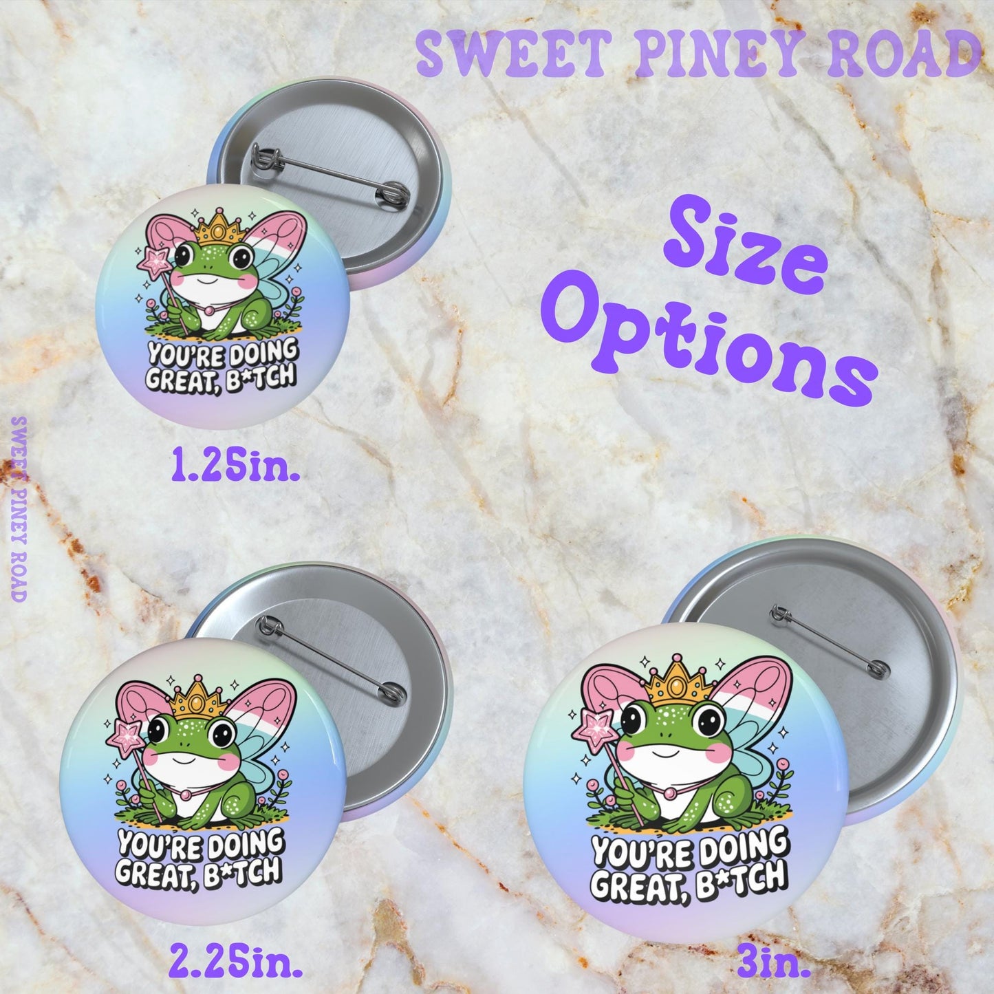 You're Doing Great B*tch Frog Fairy Button Pin, Funny Animal Pinback, Gen Z Meme Humor Buttons, Froggy Lover Gift Idea
