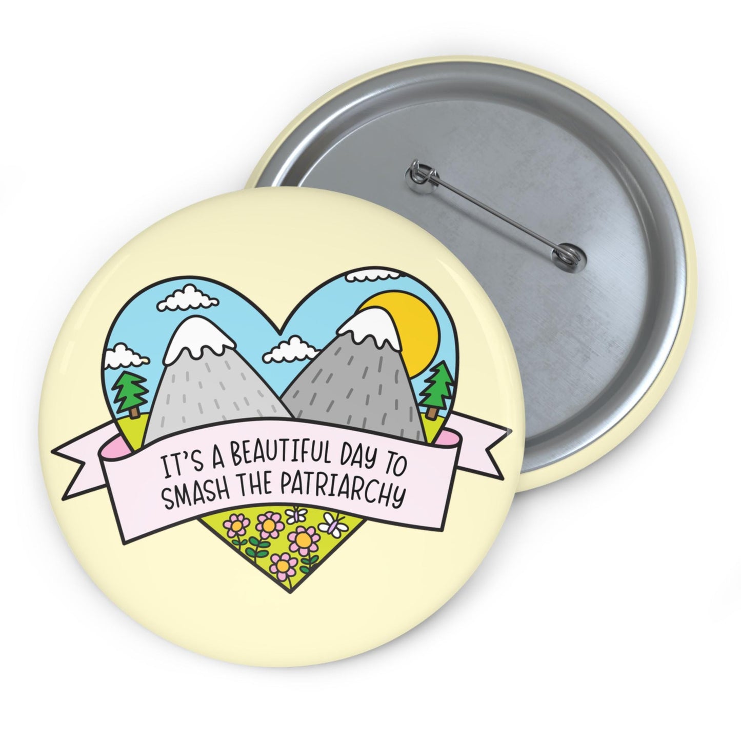 Beautiful Day to Smash the Patriarchy Pin, Feminist Button Pin, Cute Political FDT Gift for Women