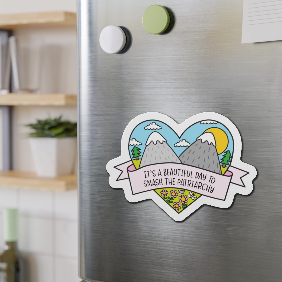 Beautiful Day to Smash the Patriarchy Car Magnet, Cute Feminist Vinyl Decal, Political FDT Gift for Women