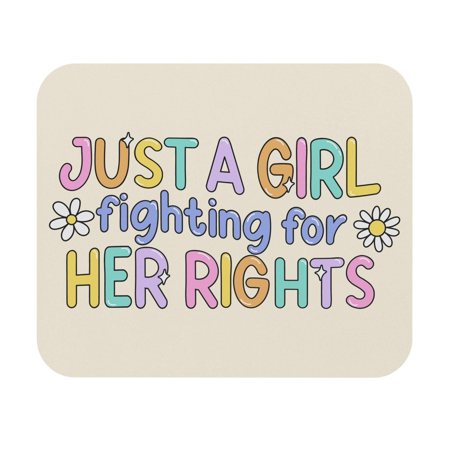 Womens Rights Mouse Pad, Anti-Trump FDT Office Decor, Cute Pastel Rainbow FDT Feminist Gift Idea