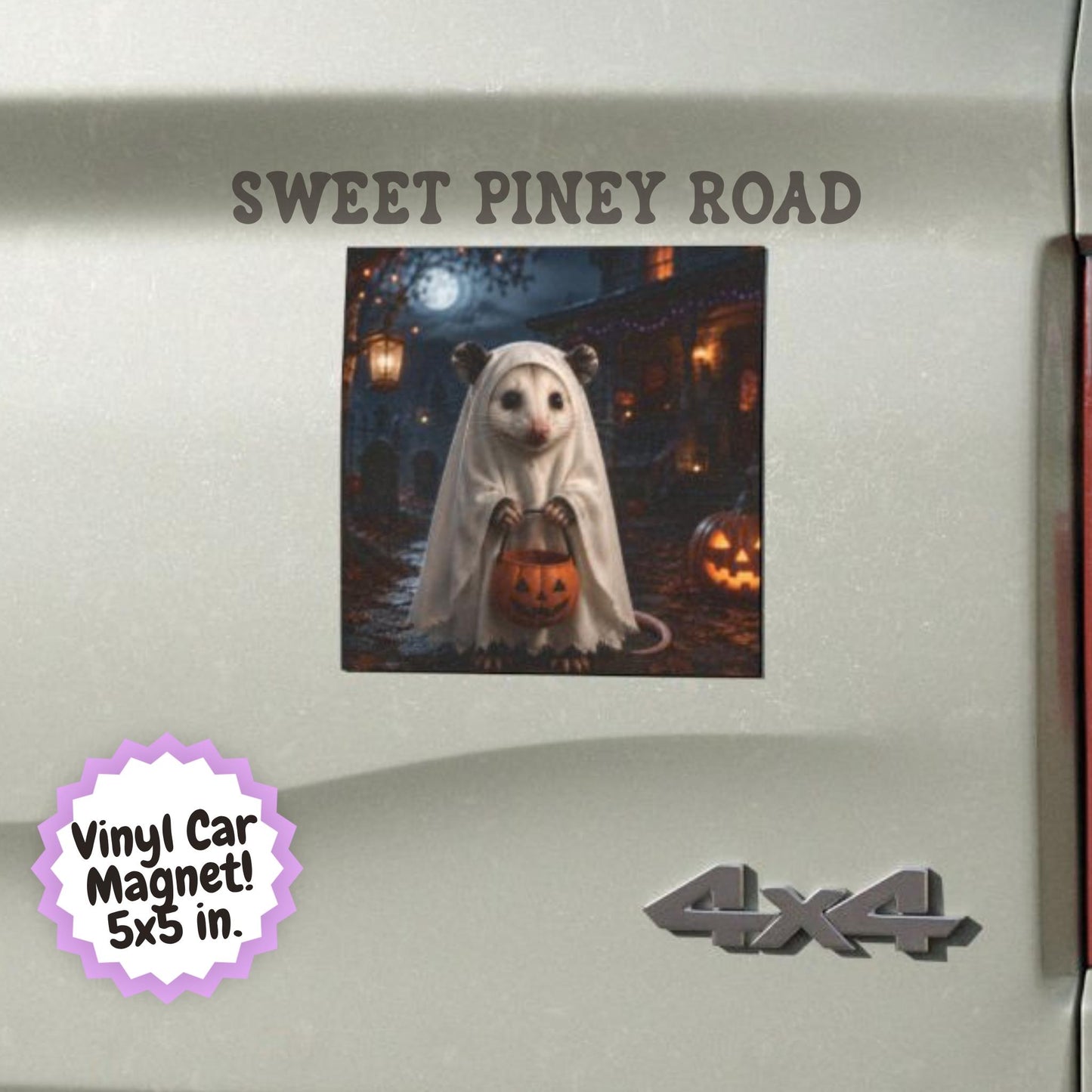 Halloween Possum Car Magnet, Ghost Costume Possum Magnet, Cute Spooky Animal Decor, Trick or Treat Fall Gift, Possum Lover Accessory