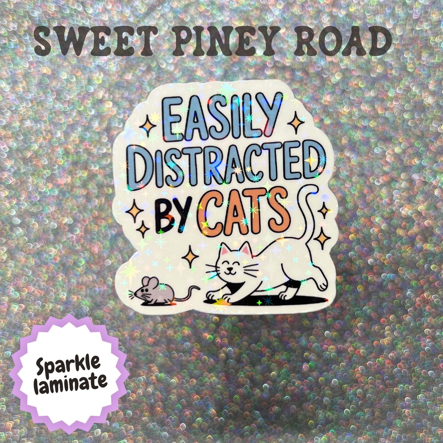 Easily Distracted By Cats Sticker, Funny Cat Lover Decal, Cat Mom Gift, Cat Owner Sticker, Pet Lover Laptop Decal, Cute Cat Humor