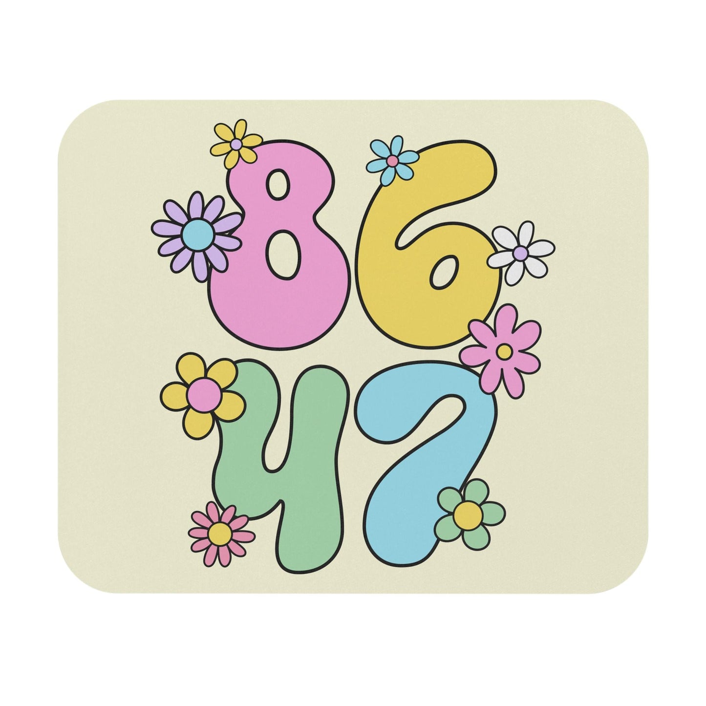 Retro 8647 Mouse Pad, Pastel Flowers Anti Trump FDT Gift For Her
