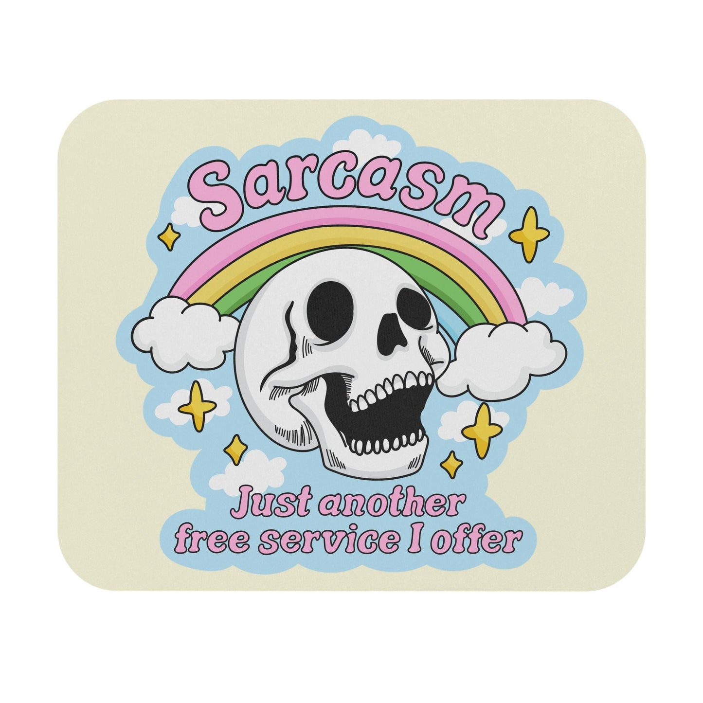 Sarcasm Free Service Offer Mouse Pad, Funny Skull Desk Accessory, Dark Humor Office Decor, Sarcastic Coworker Gift