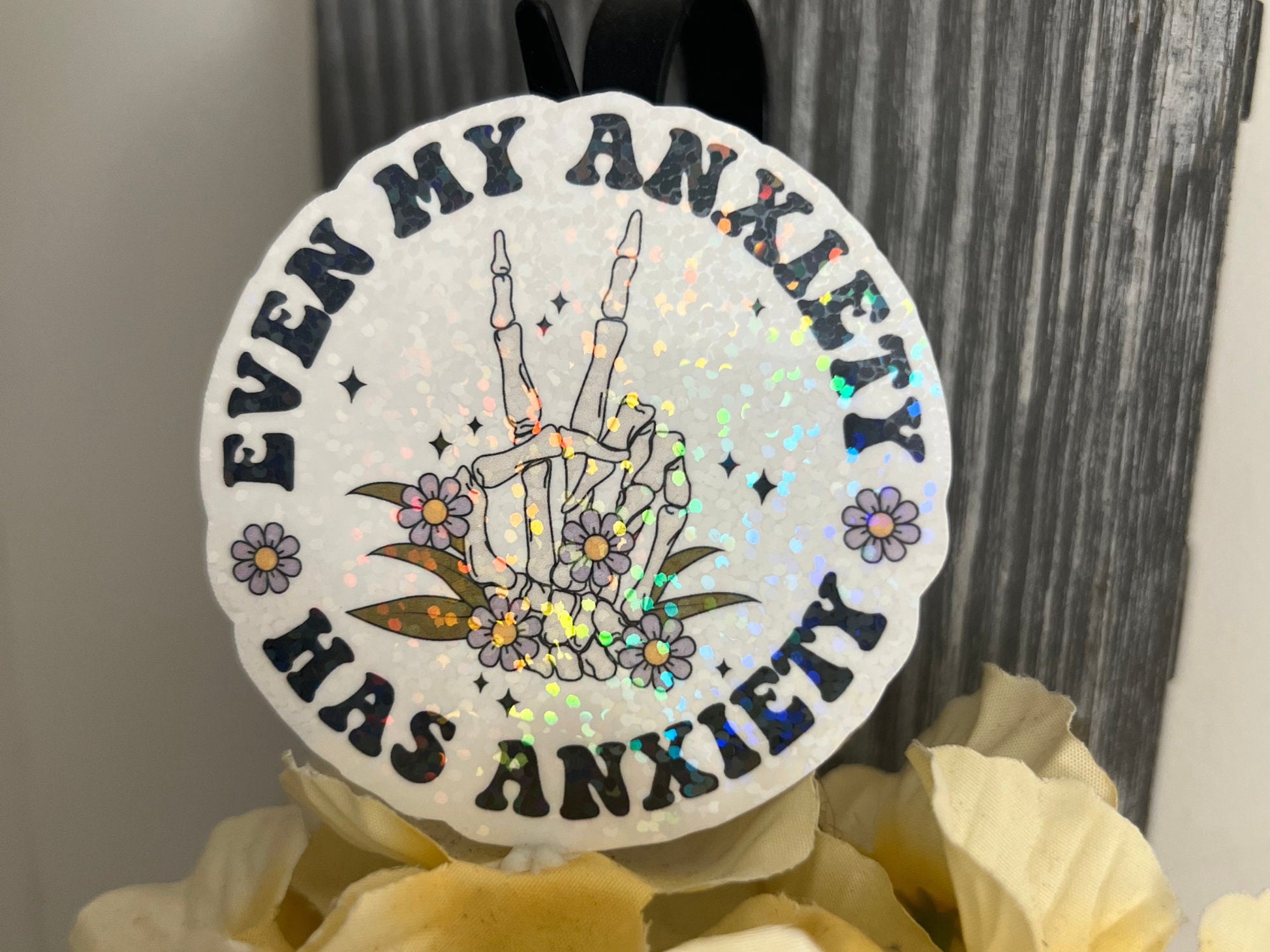 Pick Your Own Sticker | Anxiety Sticker Pack | Water Bottle Tumbler Laptop Window Water Resistant Die Cut Decal | Rainbow Sparkle Laminate