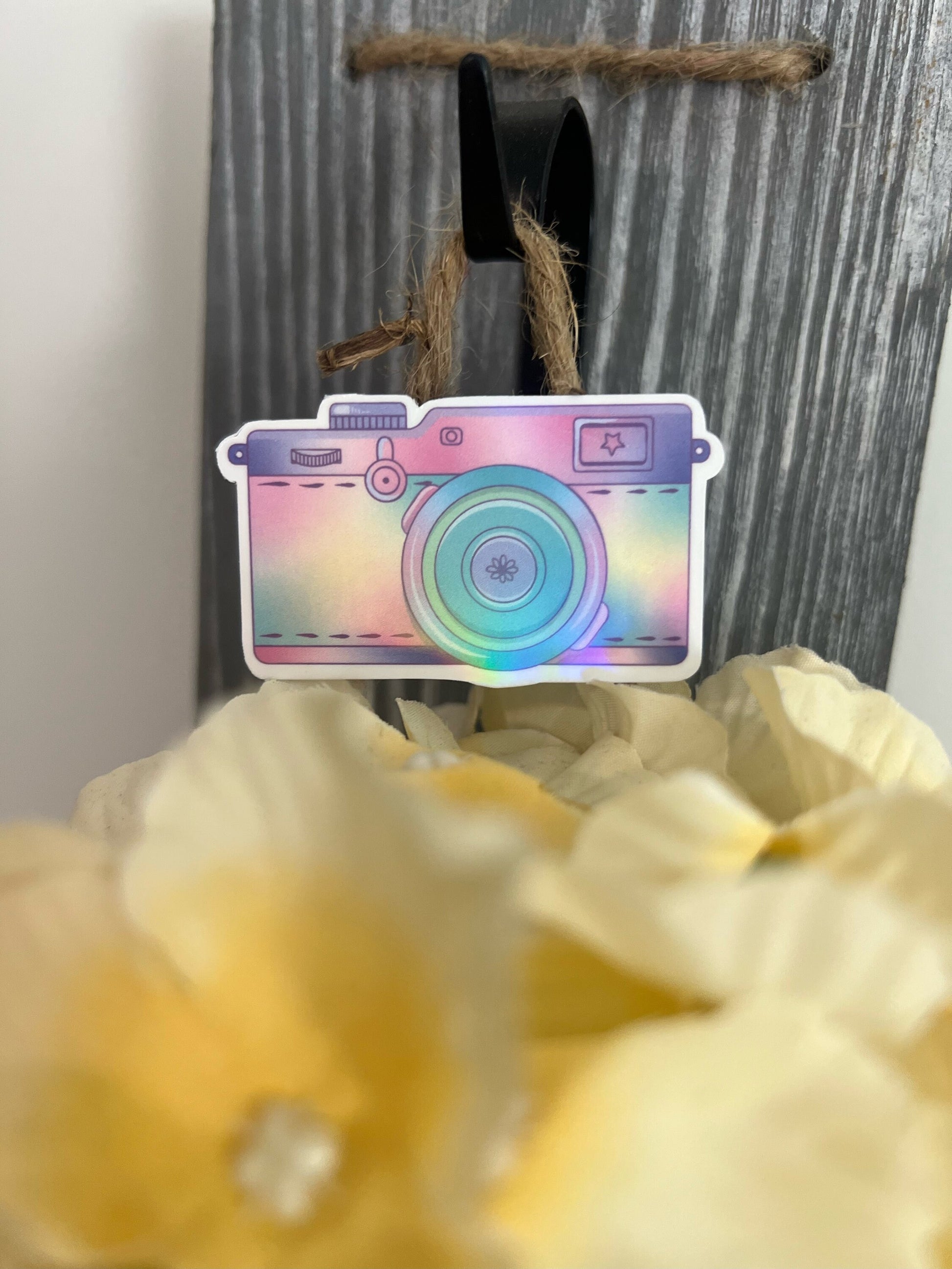 Pastel 90s Theme Girly Nostalgic Stickers | Water Bottle Tumbler Laptop Window Water Resistant Die Cut Decal | Clear Glossy, Holographic