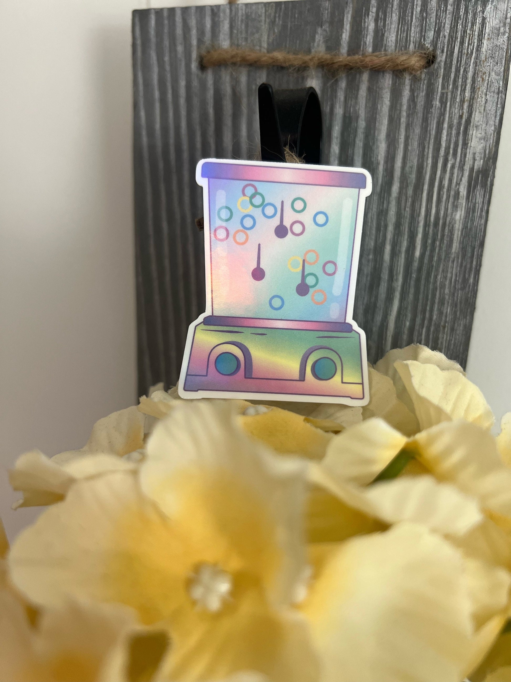 Pastel 90s Theme Girly Nostalgic Stickers | Water Bottle Tumbler Laptop Window Water Resistant Die Cut Decal | Clear Glossy, Holographic