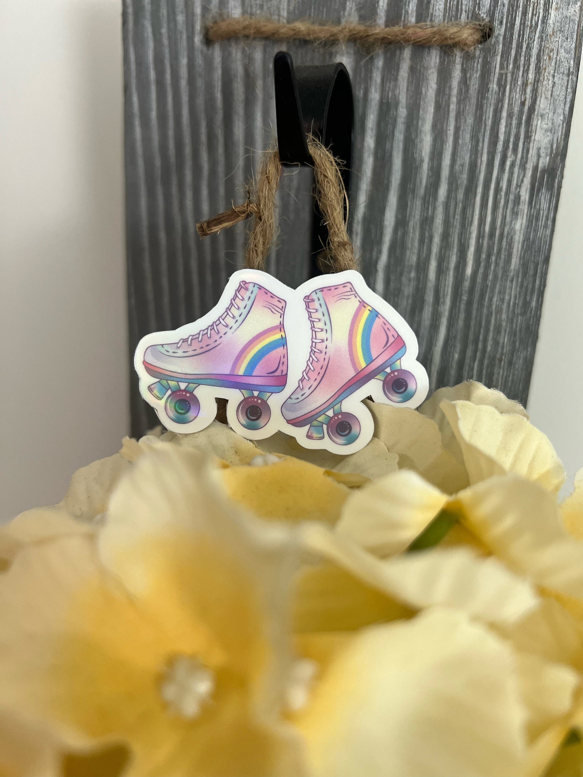 Pastel 90s Theme Girly Nostalgic Stickers | Water Bottle Tumbler Laptop Window Water Resistant Die Cut Decal | Clear Glossy, Holographic