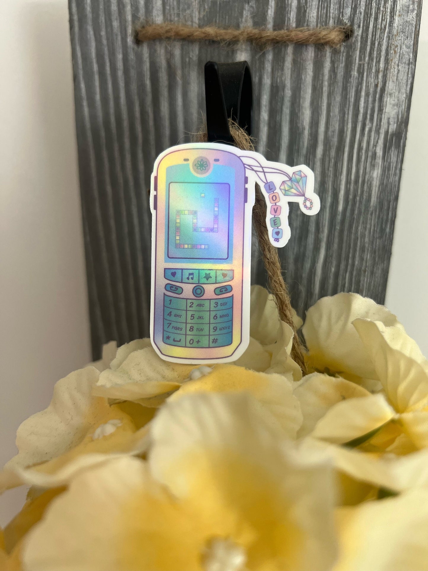 Pastel 90s Theme Girly Nostalgic Stickers | Water Bottle Tumbler Laptop Window Water Resistant Die Cut Decal | Clear Glossy, Holographic
