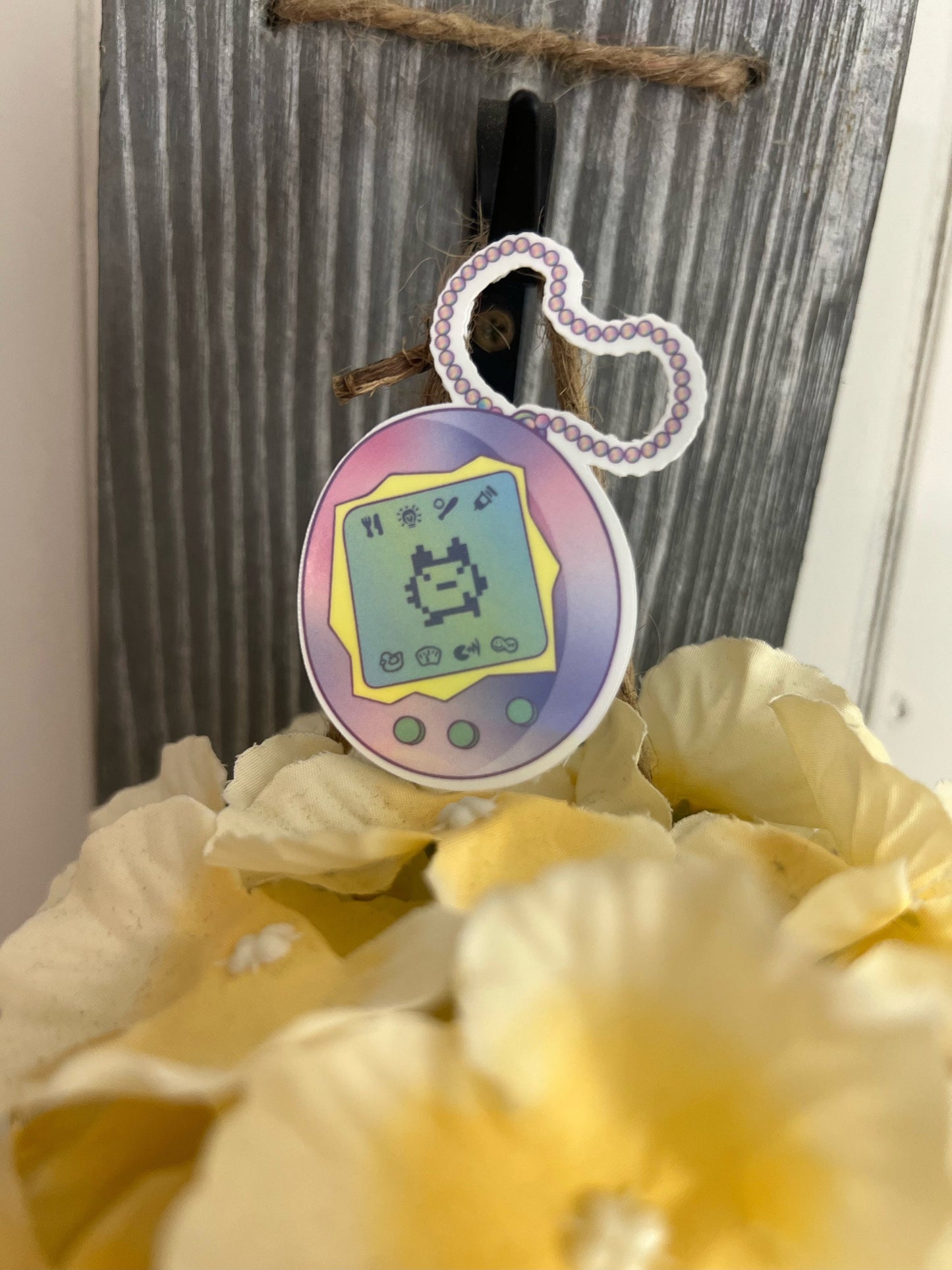 Pastel 90s Theme Girly Nostalgic Stickers | Water Bottle Tumbler Laptop Window Water Resistant Die Cut Decal | Clear Glossy, Holographic