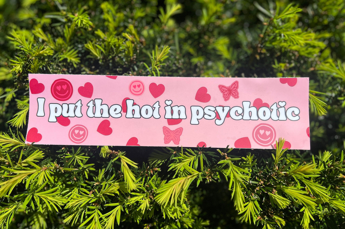 I Put The Hot In Psychotic Waterproof Sticker, Hot Girl Decal, Crazy Girly Sticker, Gift For Her, Pink Cute Funny Humor