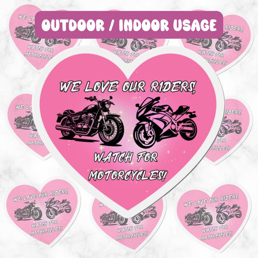 Watch For Motorcycles Magnet, Moto Car Decal Magnet, Fridge Magnet, Outdoor Magnet, 4 Inch, 5 Inch, 6 Inch