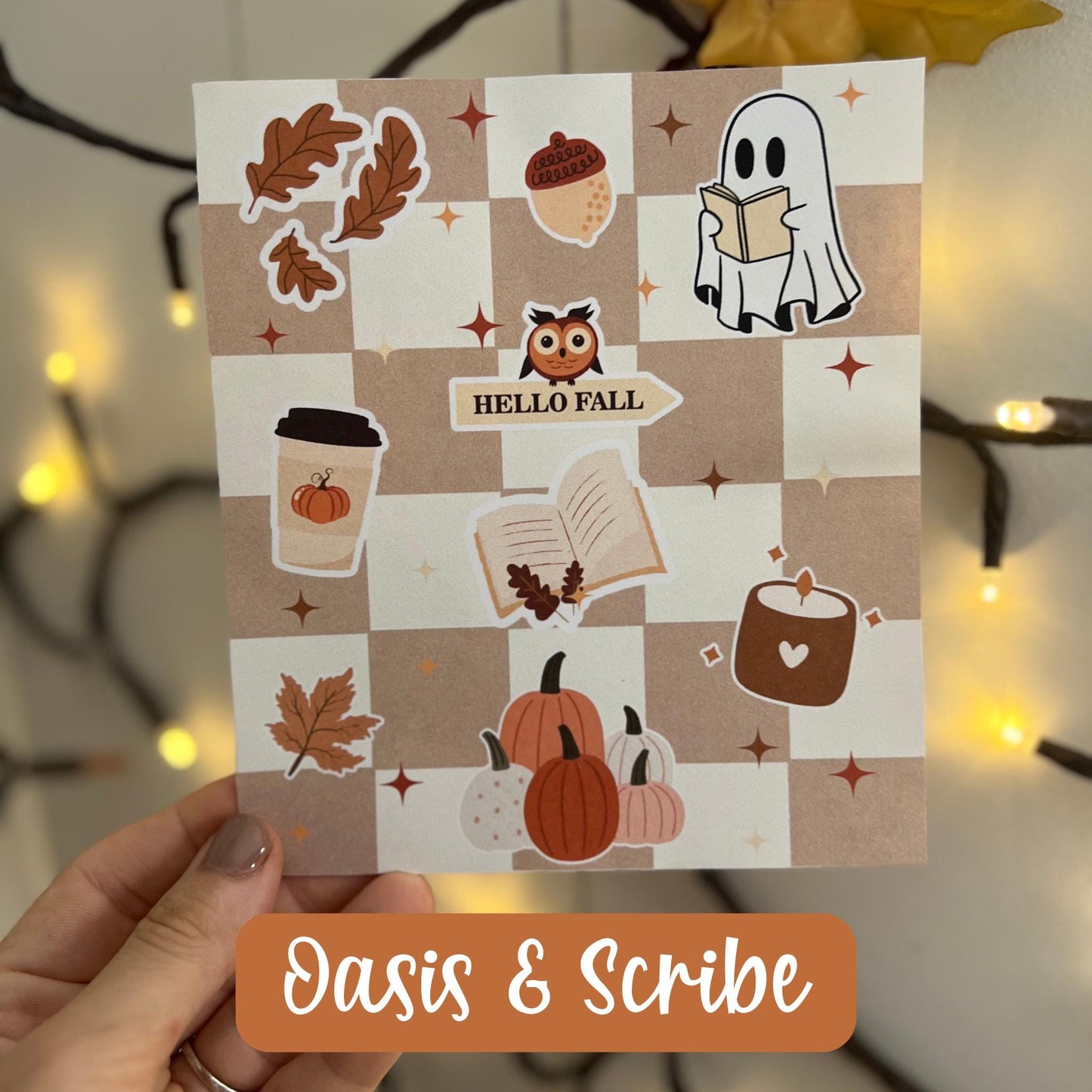 Kindle Insert For Clear Case | Checkered Beige Fall Theme | Cozy Autumn Vibes | PRINTABLE | Paperwhite, Basic, Scribe, Oasis