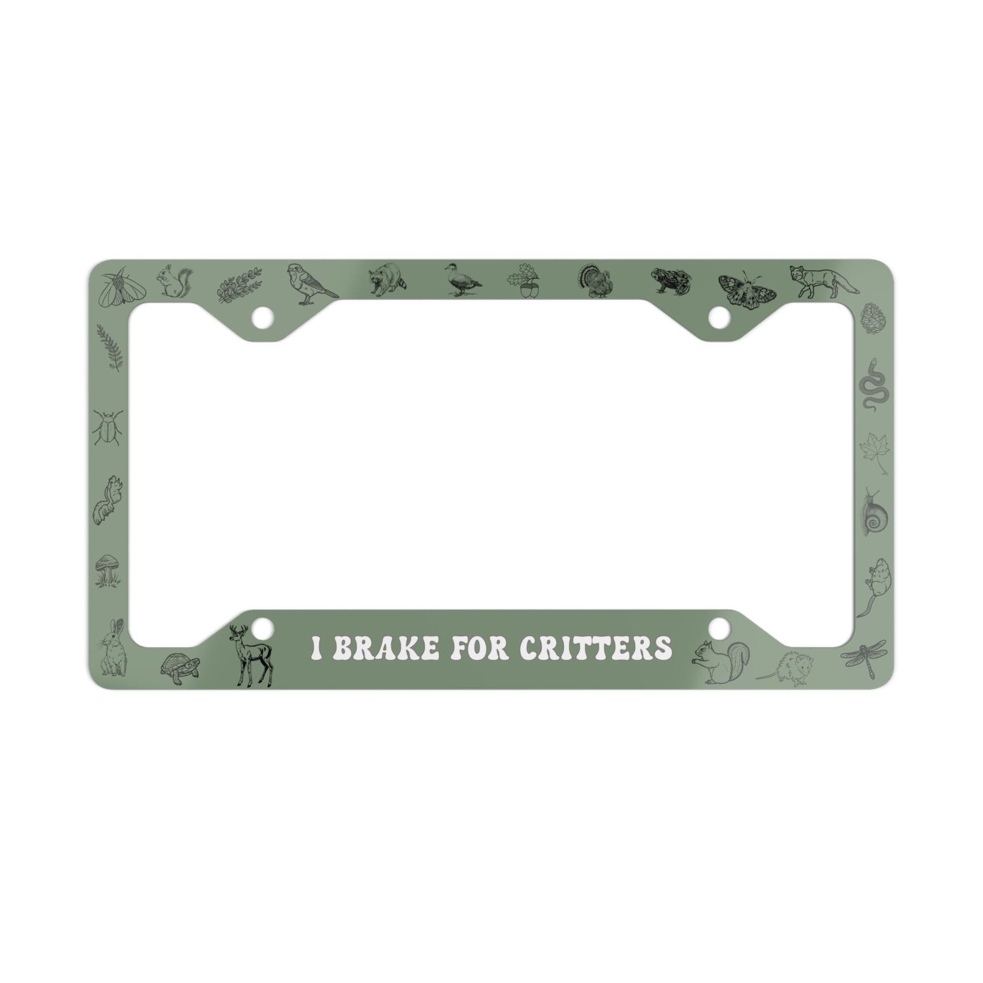 Cute Critters License Plate Frame, Animals Car Accessories, Be Kind To All Kinds, Nature, Earth Day Gift